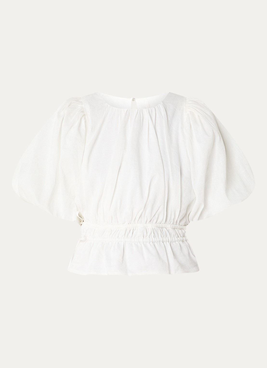 JOSH V Zayla top in linnenblend met ballonmouw - voorkant 2 wit