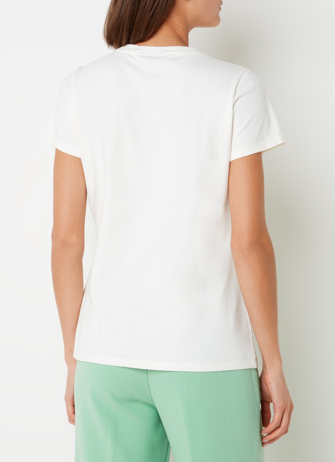 JOSH V Zoe T-shirt met logoborduring - achterkant 3 gebroken wit