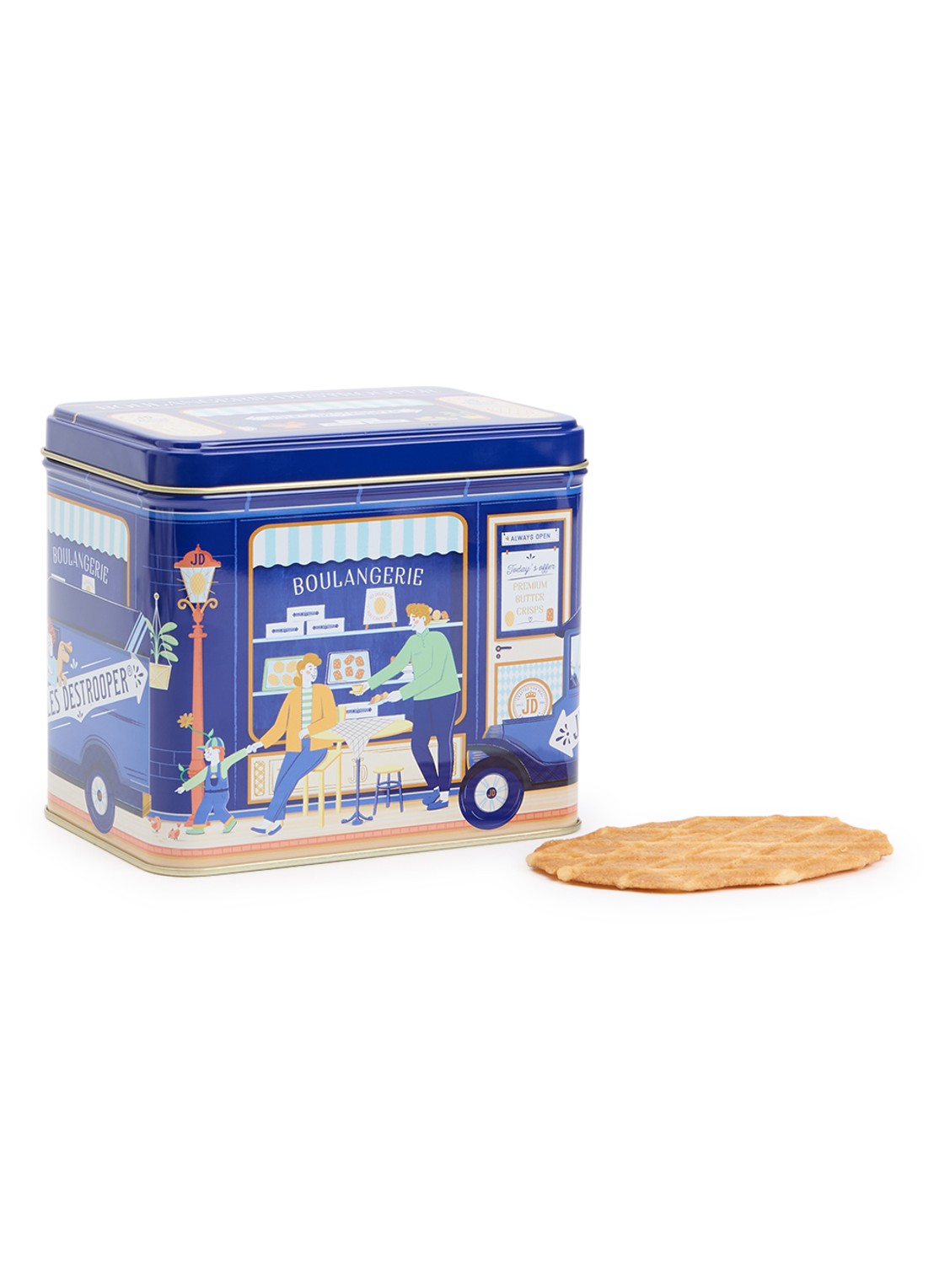 Jules Destrooper Koekjes in blik 233 gram - voorkant donkerblauw