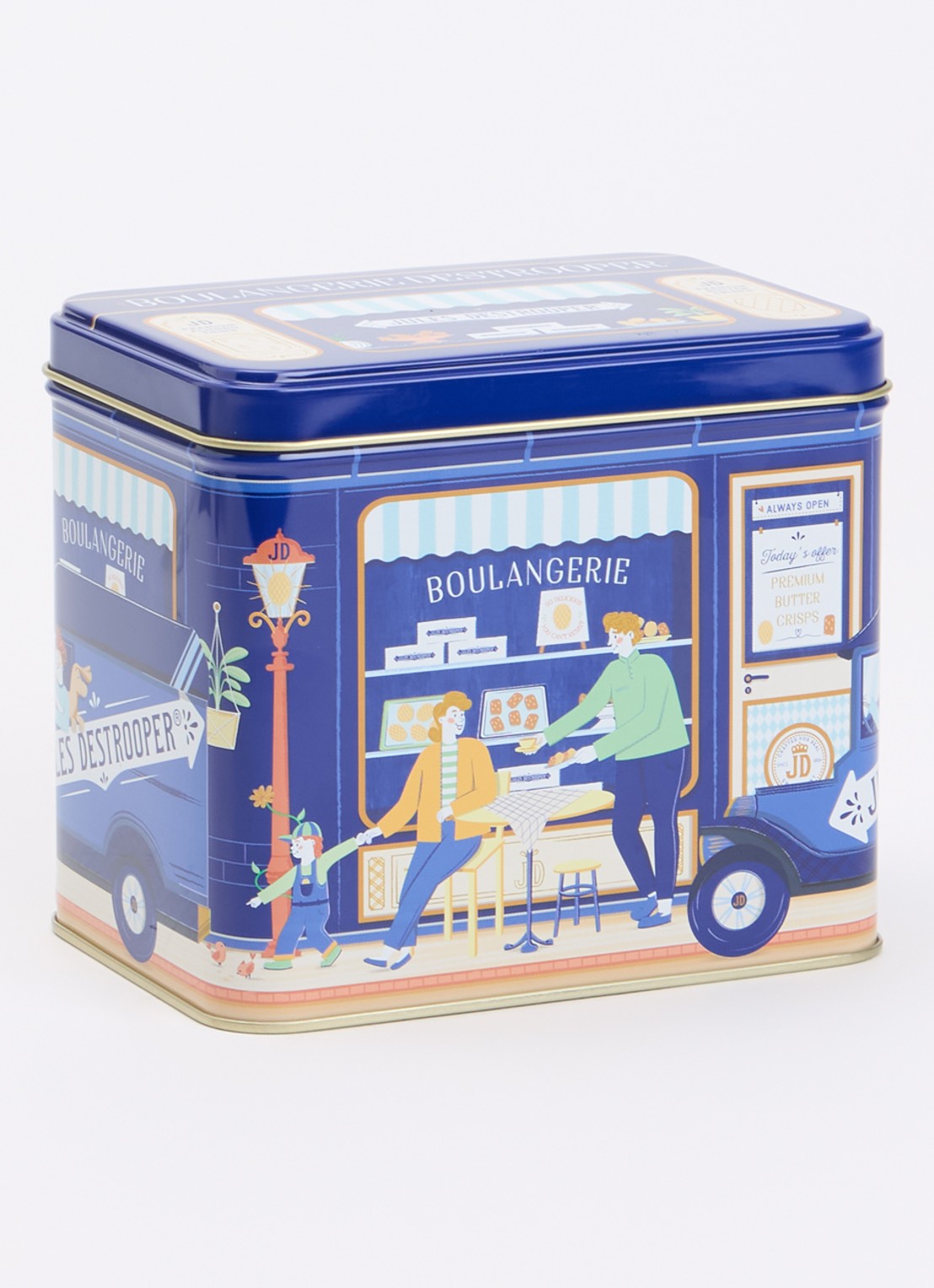 Jules Destrooper Koekjes in blik 233 gram - voorkant 2 donkerblauw