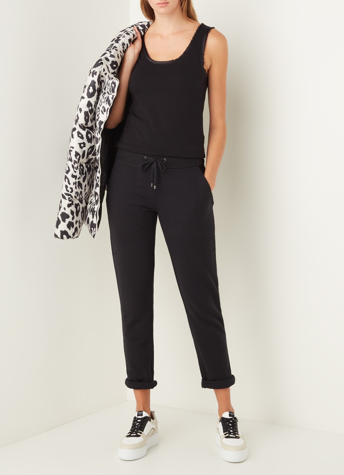 JUVIA Joggingbroek van fleece - voorkant 2 zwart