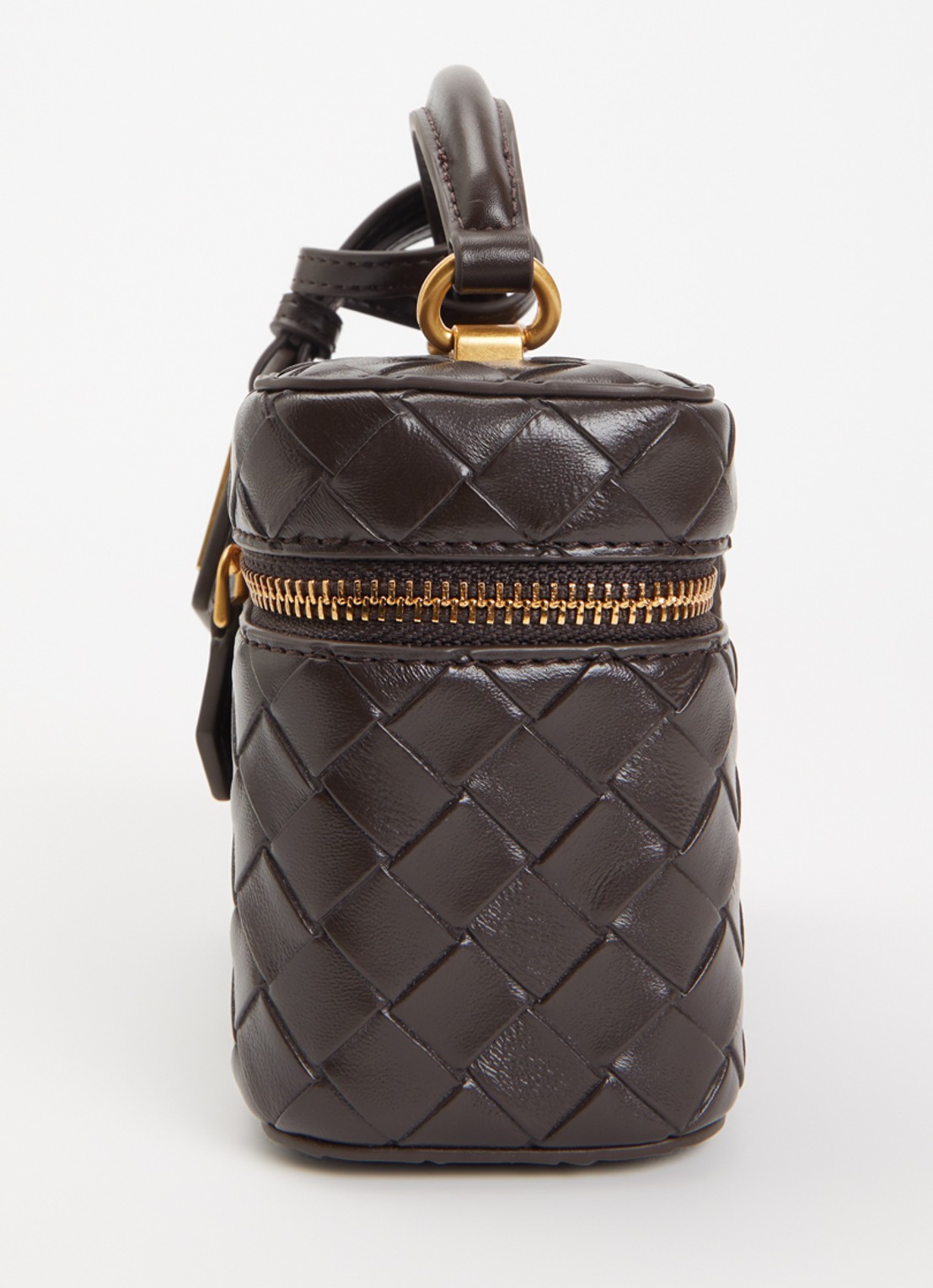 JW PEI Cleo Woven Box handtas met afneembare schouderriem - detail 2 donkerbruin