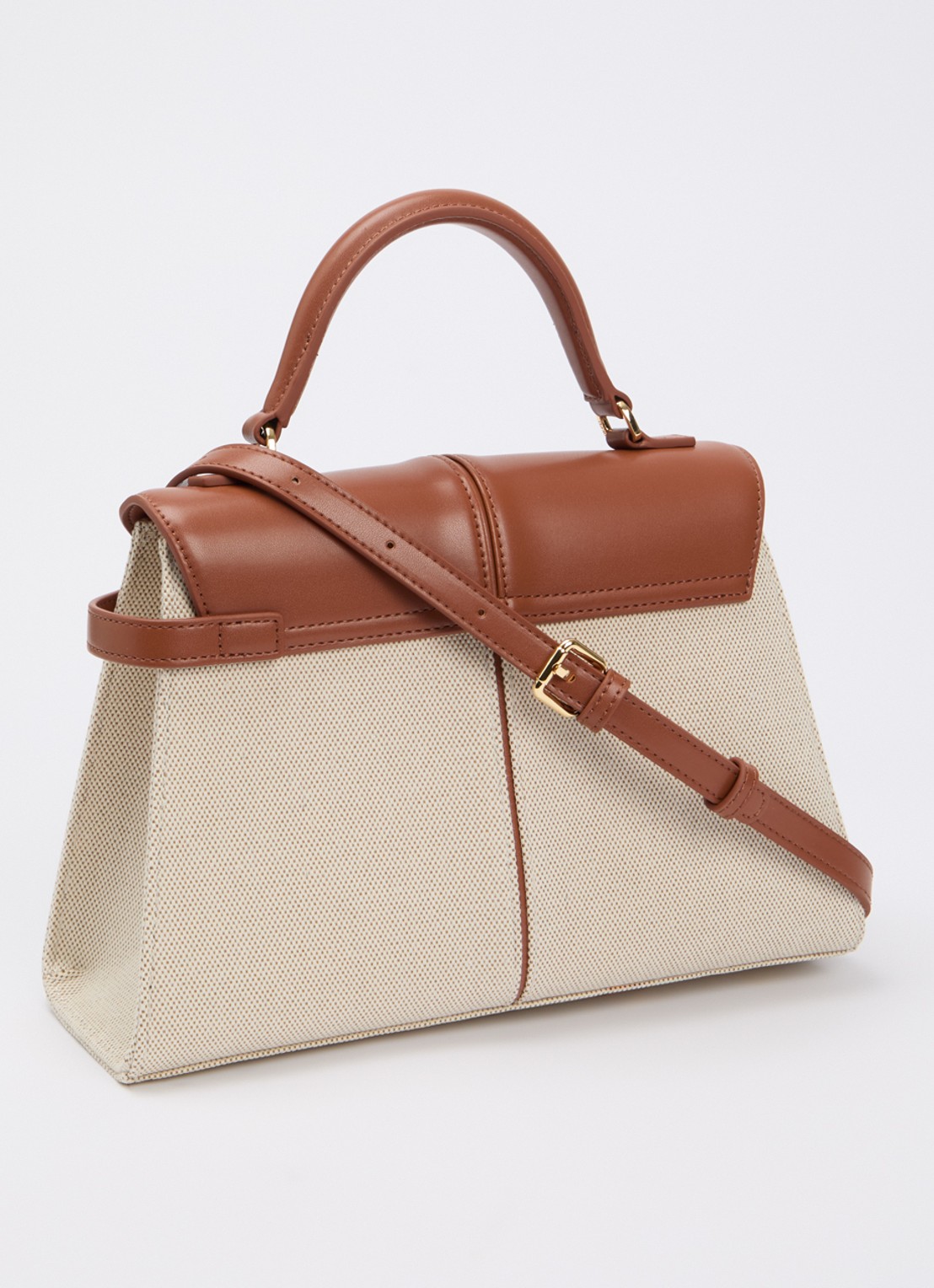 JW PEI Elise Large handtas met afneembare schouderriem - achterkant 5 cognac