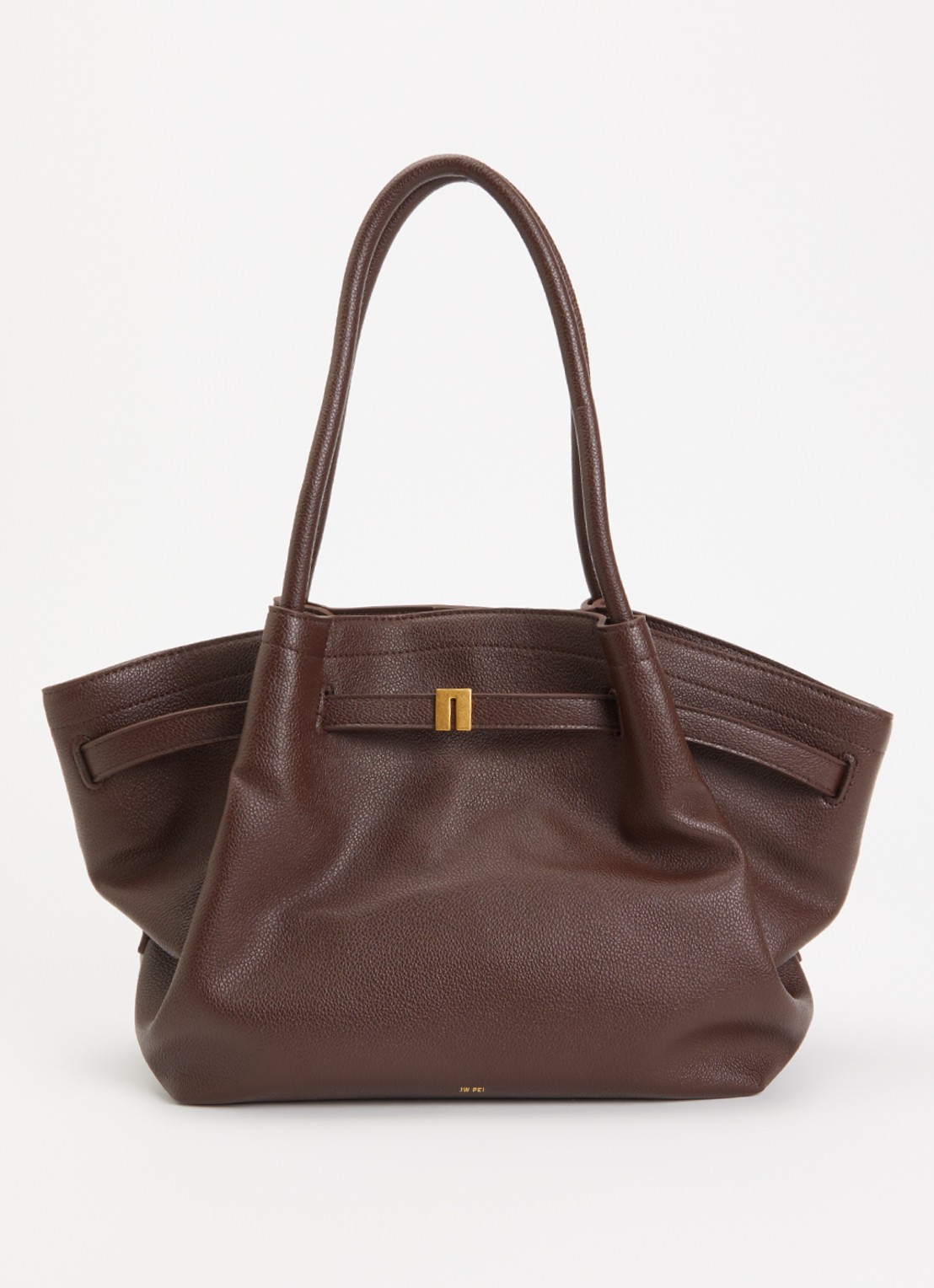 JW PEI Hana Medium schoudertas met logo - voorkant 5 donkerbruin