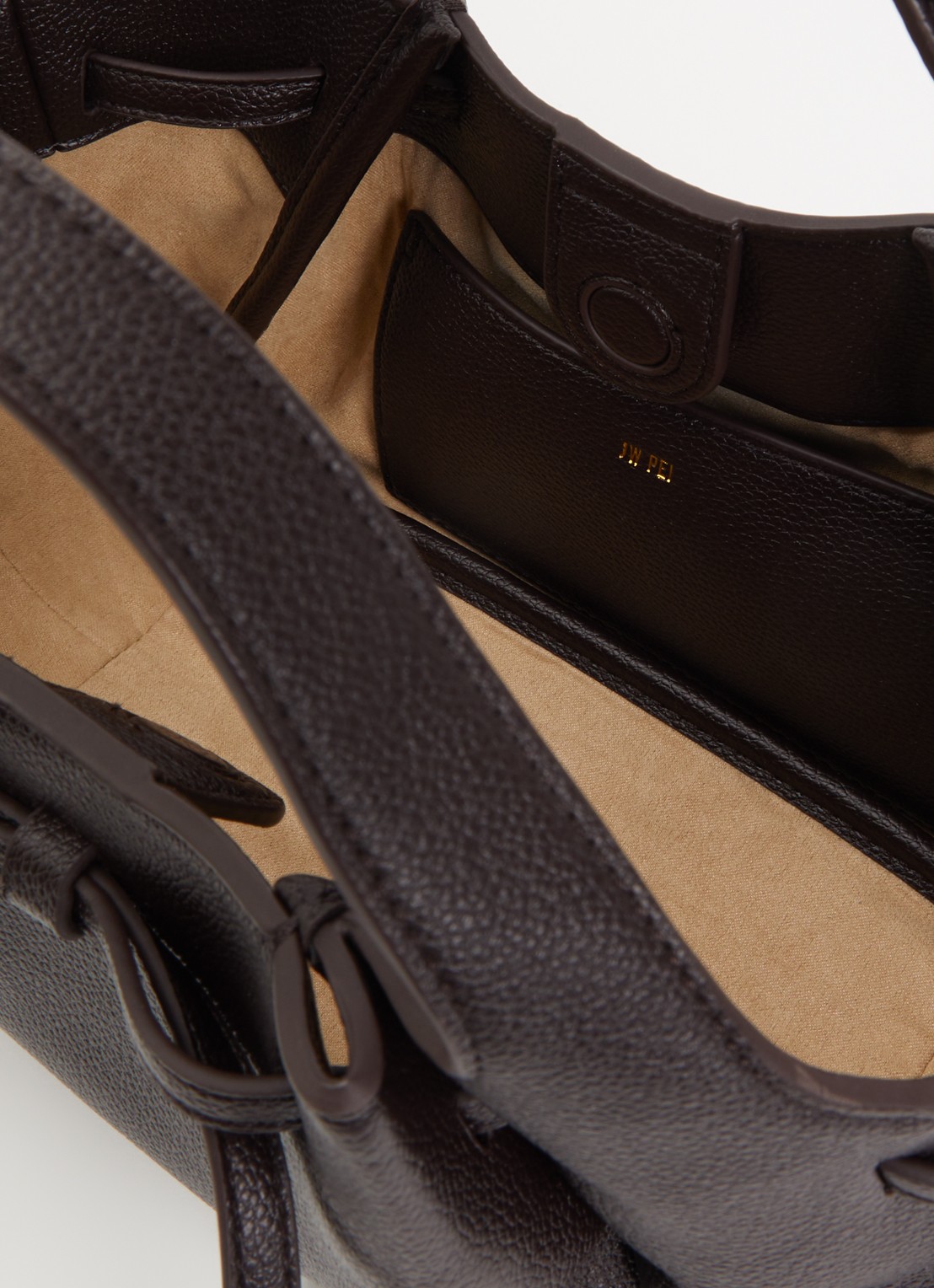 JW PEI Mabel Soft Bow handtas met afneembare schouderriem - detail 3 donkerbruin