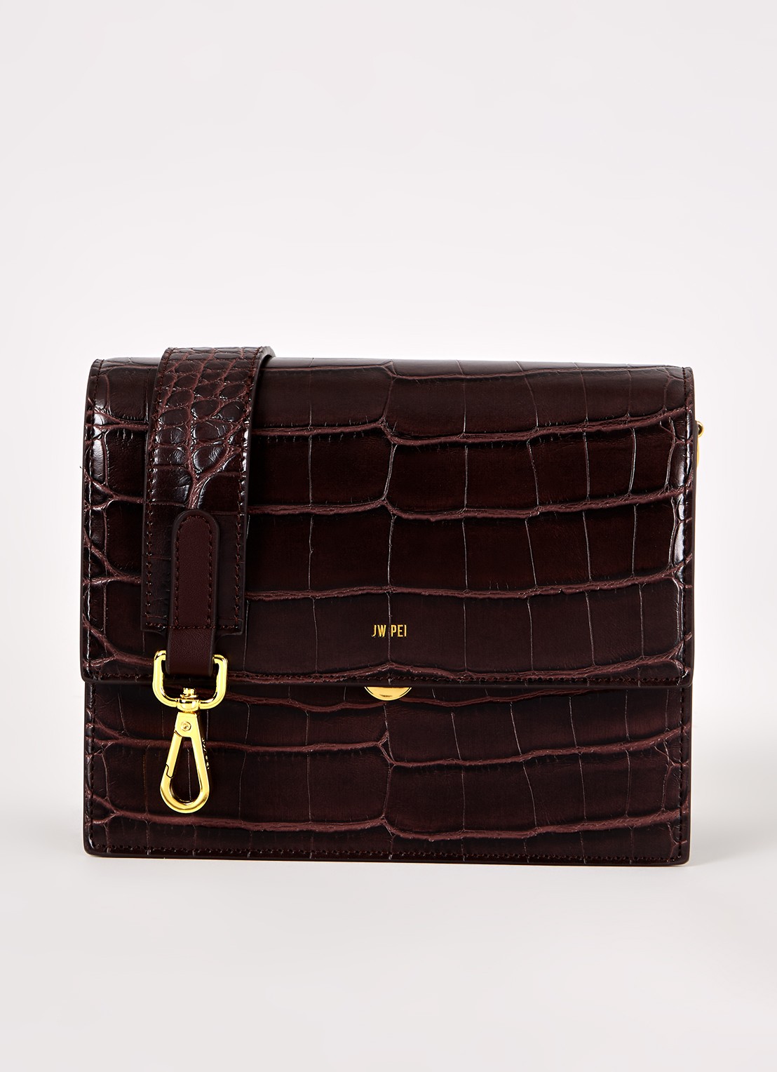 JW PEI Mini Flap crossbodytas   - voorkant 4 donkerbruin