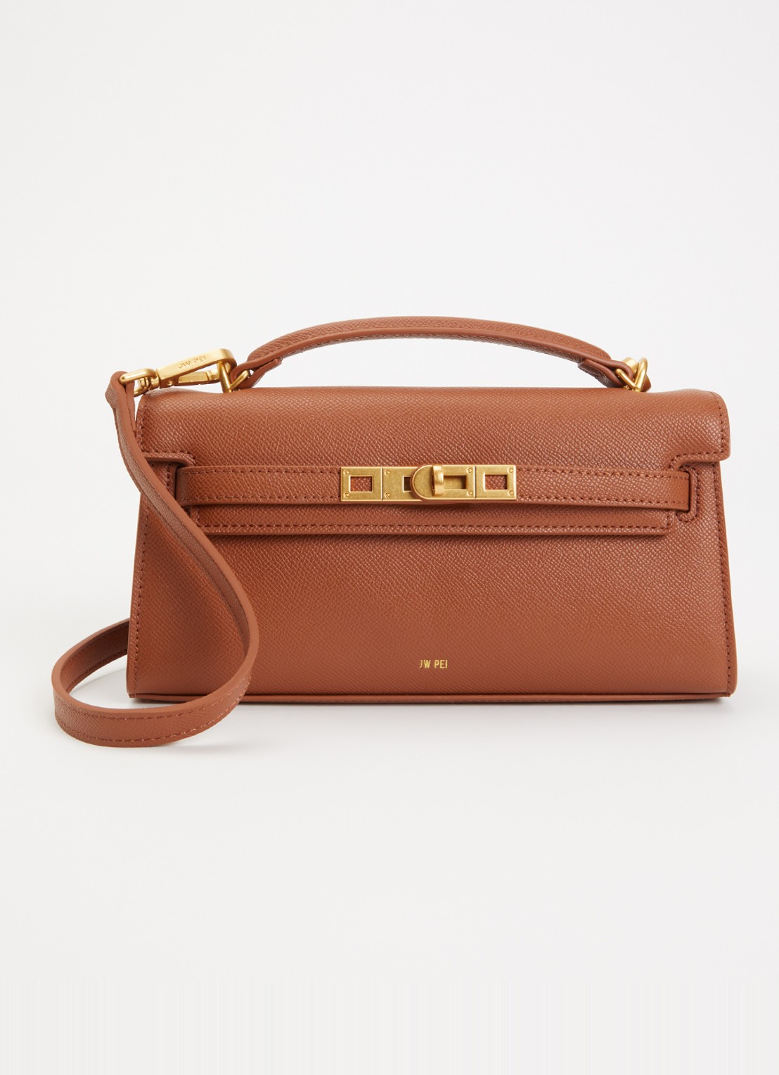 JW PEI Noor handtas met afneembare schouderriem - voorkant 4 cognac