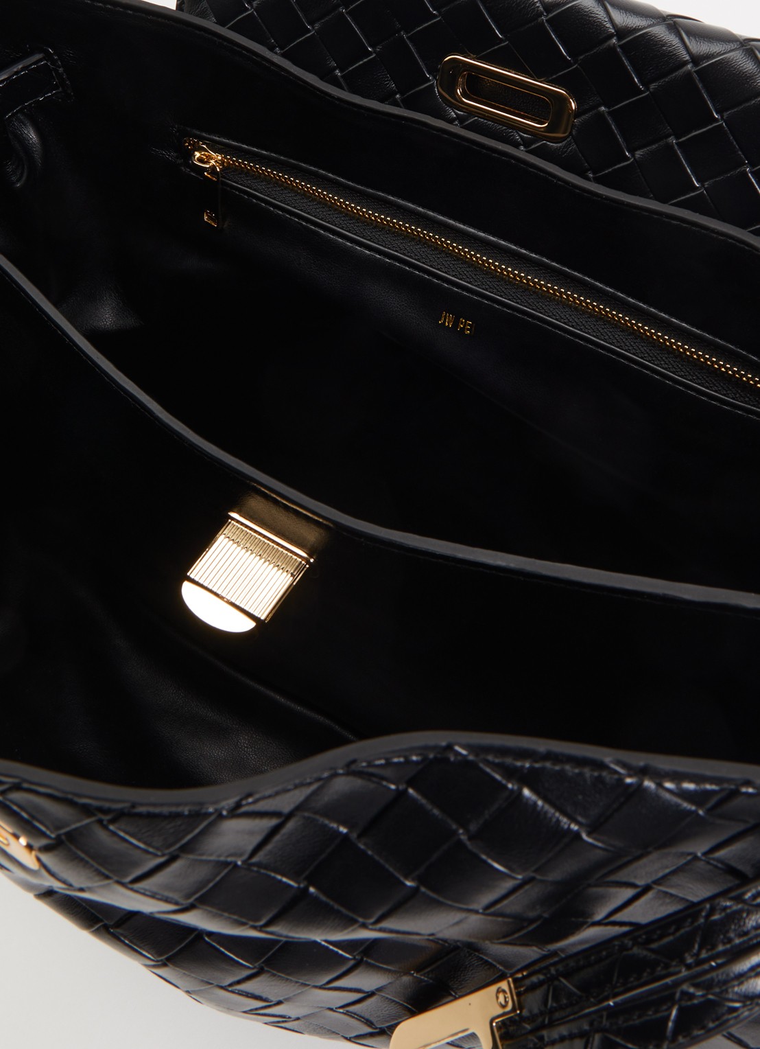 JW PEI Rhea Large schoudertas met logo - detail 3 zwart