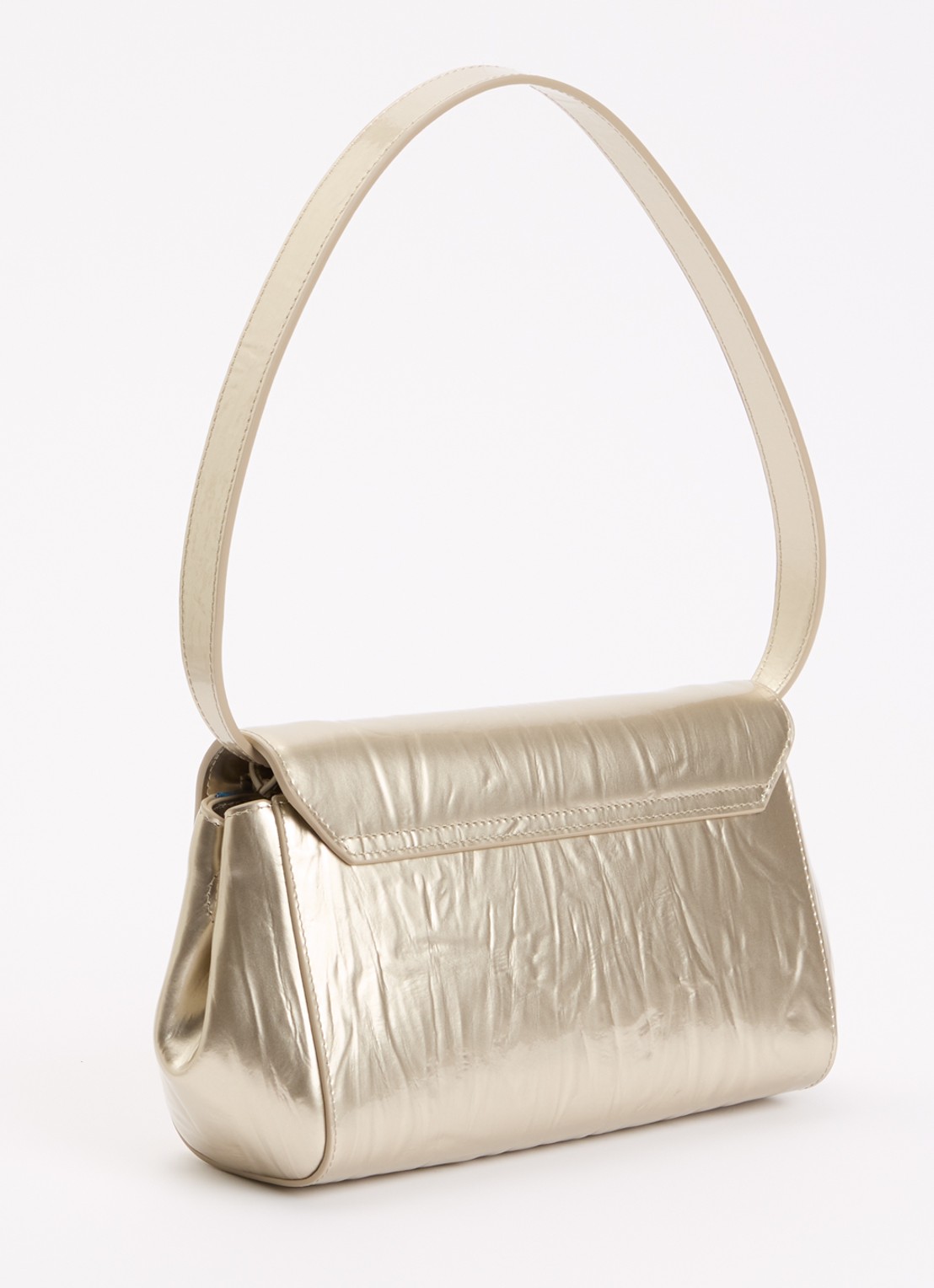 KAAI Ikon clutch van kalfsleer met lakfinish en verstelbare schouderriem - achterkant goud