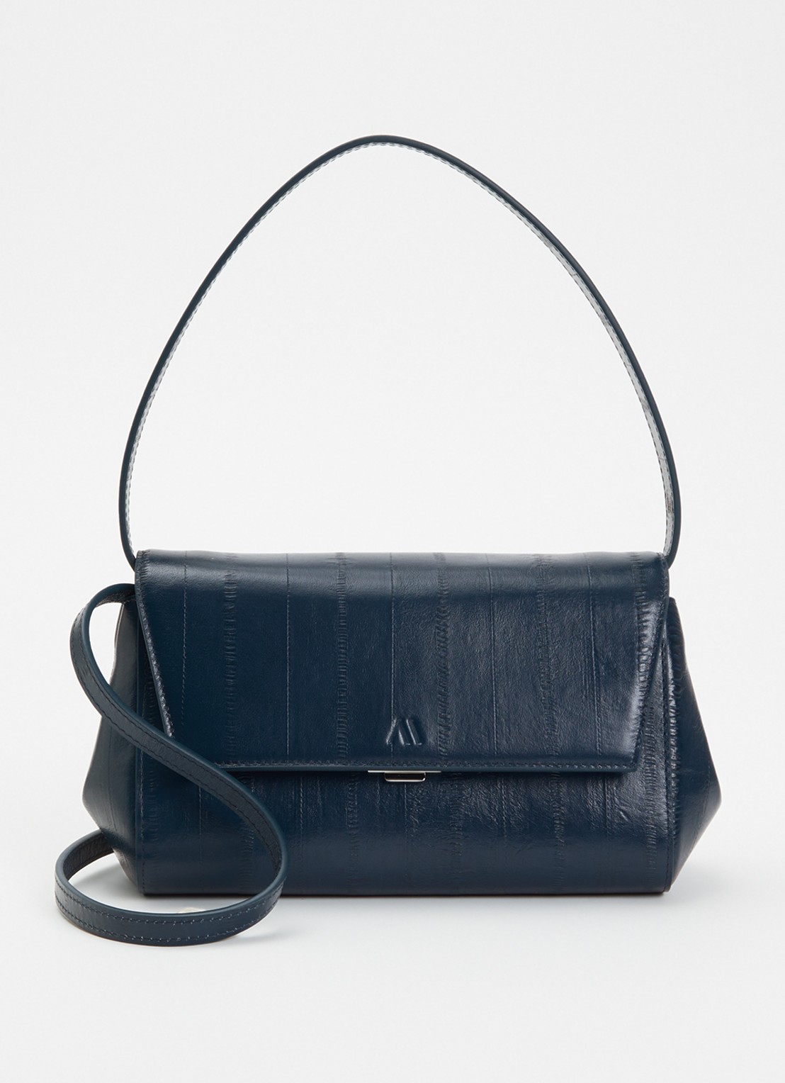 KAAI Ikon clutch van kalfsleer met textuur en afneembare schouderriem - voorkant 5 petrol