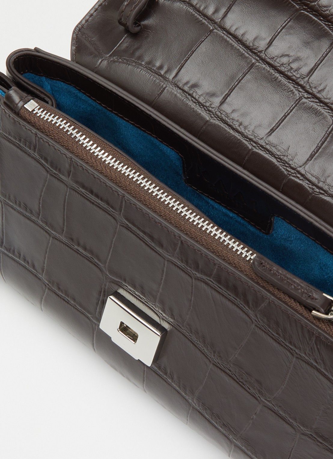 KAAI Ikon clutch van leer met afneembare schouderriem - detail 3 donkerbruin