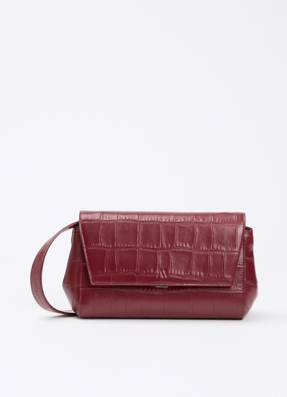 KAAI Ikon clutch van leer met afneembare schouderriem - voorkant 4 bordeauxrood