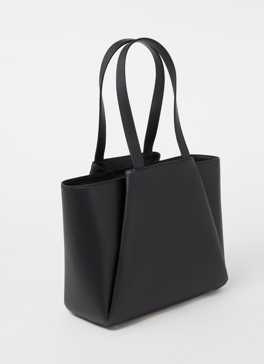 KAAI Midi Pyramid schoudertas van leer met 13.5 inch laptopvak - achterkant zwart