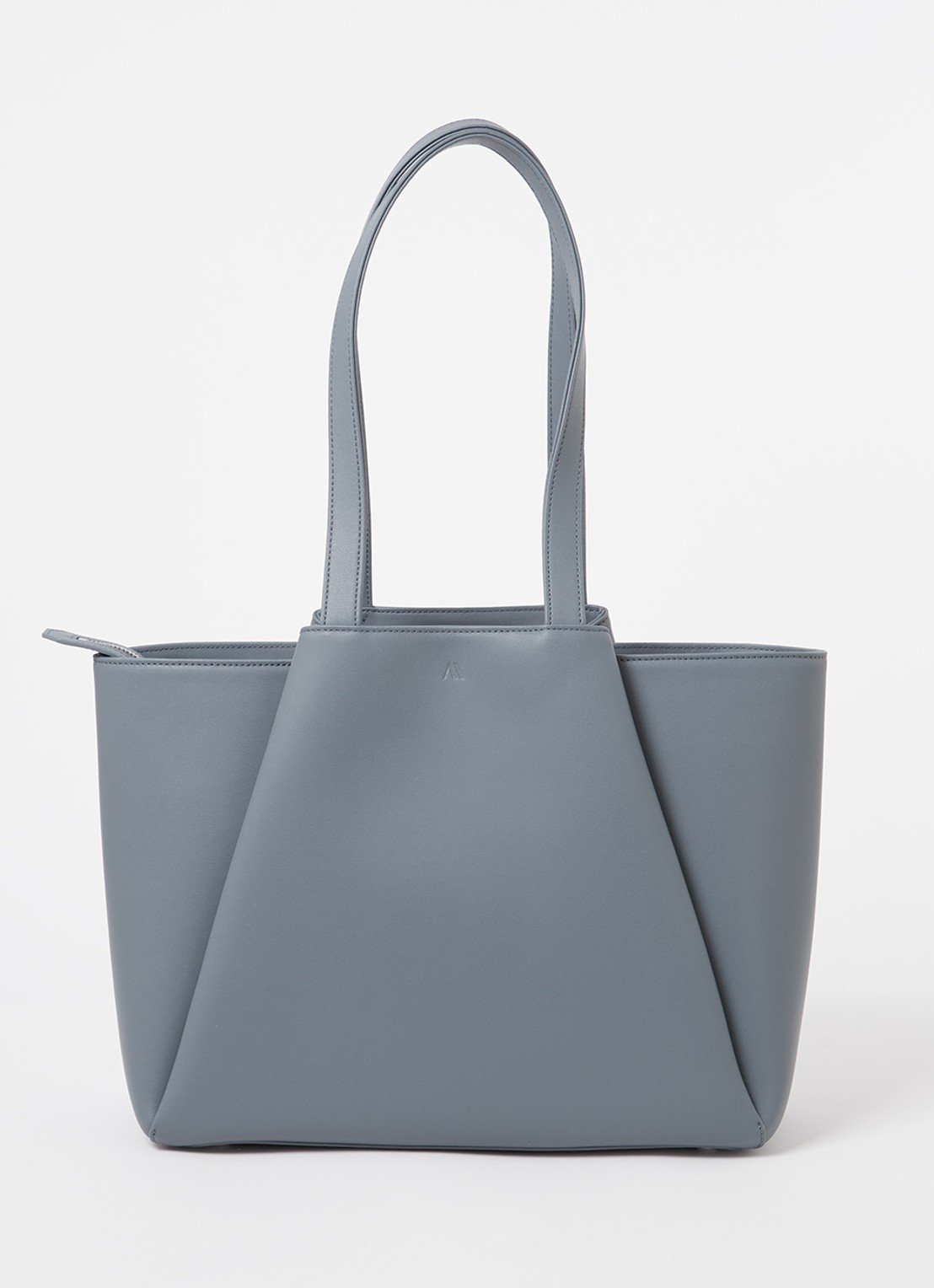 KAAI Midi Pyramid schoudertas van leer met 13.5 inch laptopvak - voorkant 4 grijs