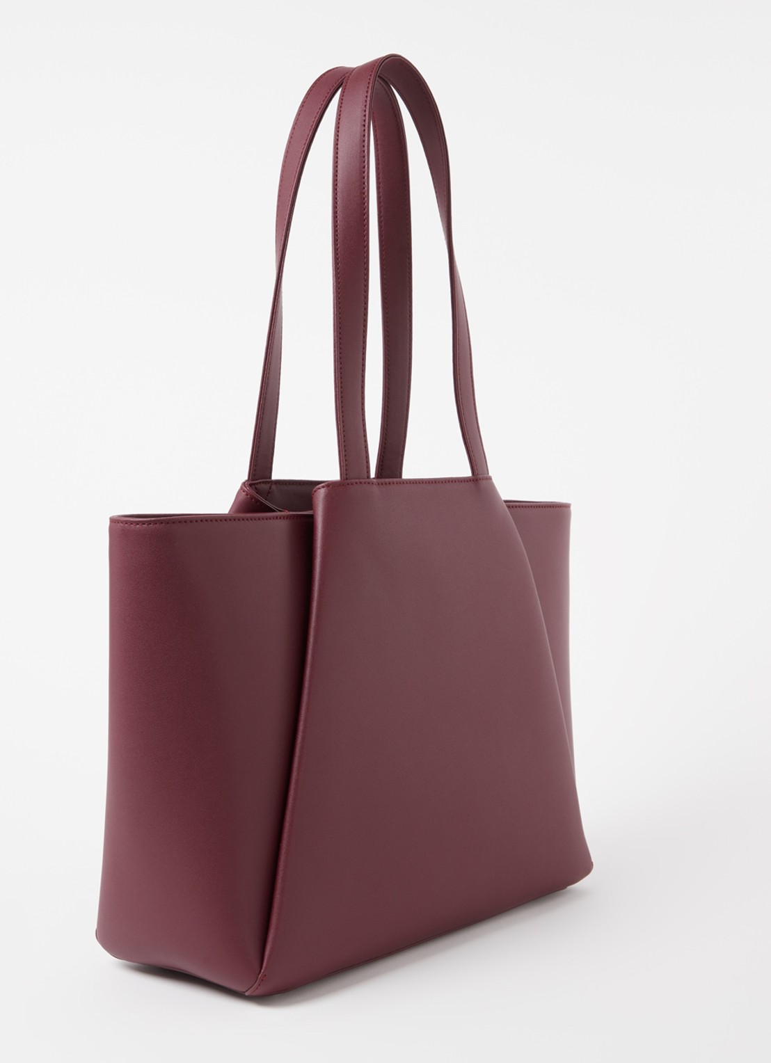 KAAI Midi Pyramid schoudertas van leer met 13.5 inch laptopvak - achterkant bordeauxrood