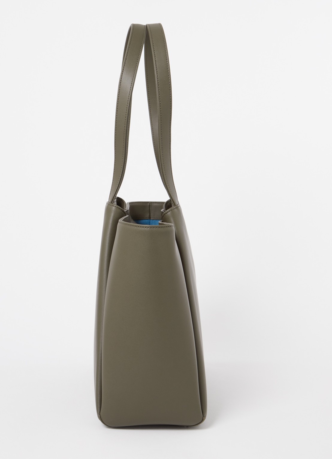 KAAI Midi Pyramid schoudertas van leer met 13.5 inch laptopvak - detail 3 bronsgroen