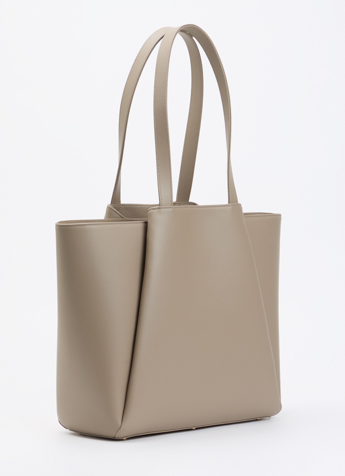 KAAI Pyramid schoudertas van leer met 15 inch laptopvak - achterkant 6 taupe