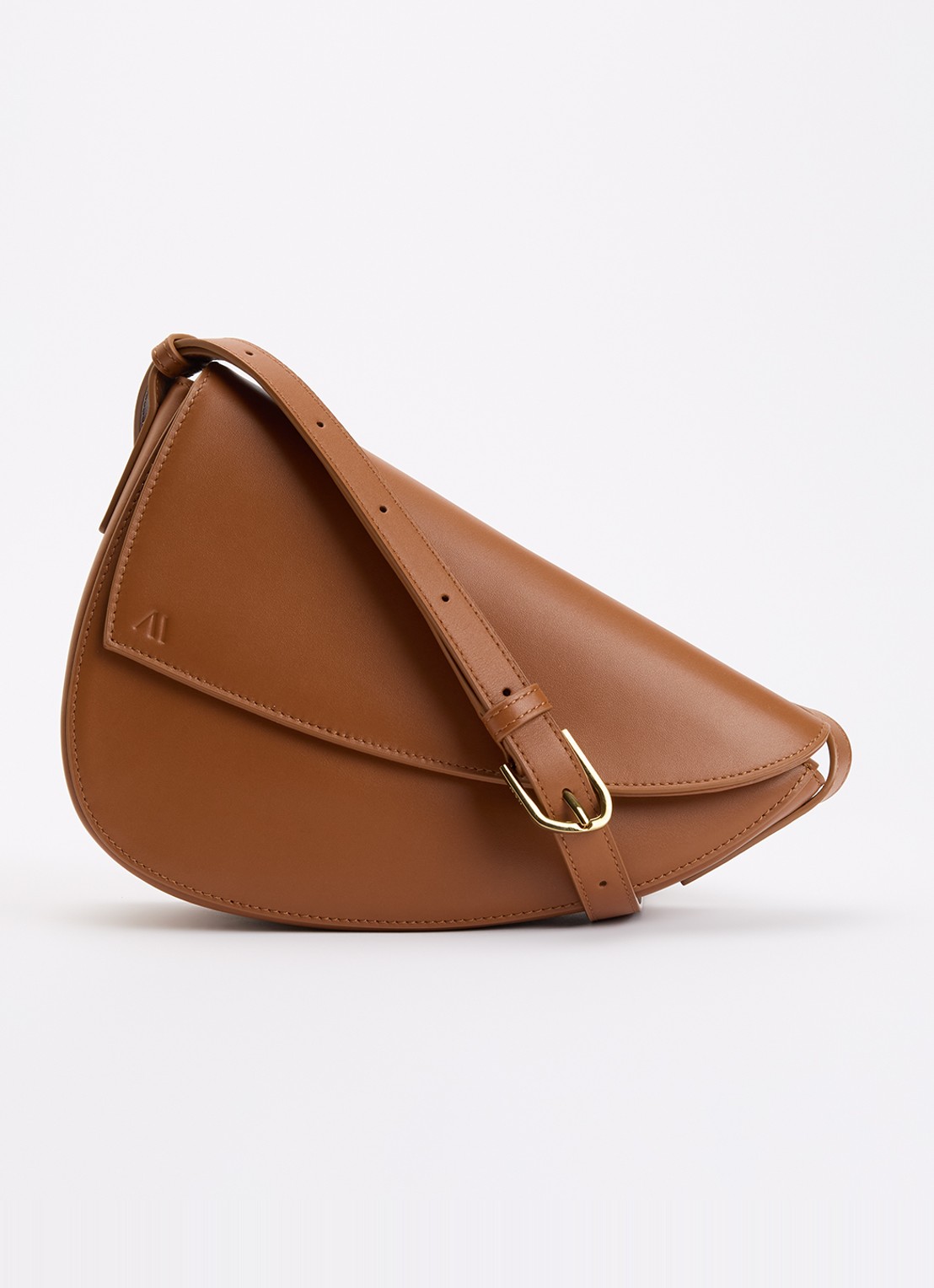 KAAI Rebel crossbodytas van leer - voorkant 5 cognac