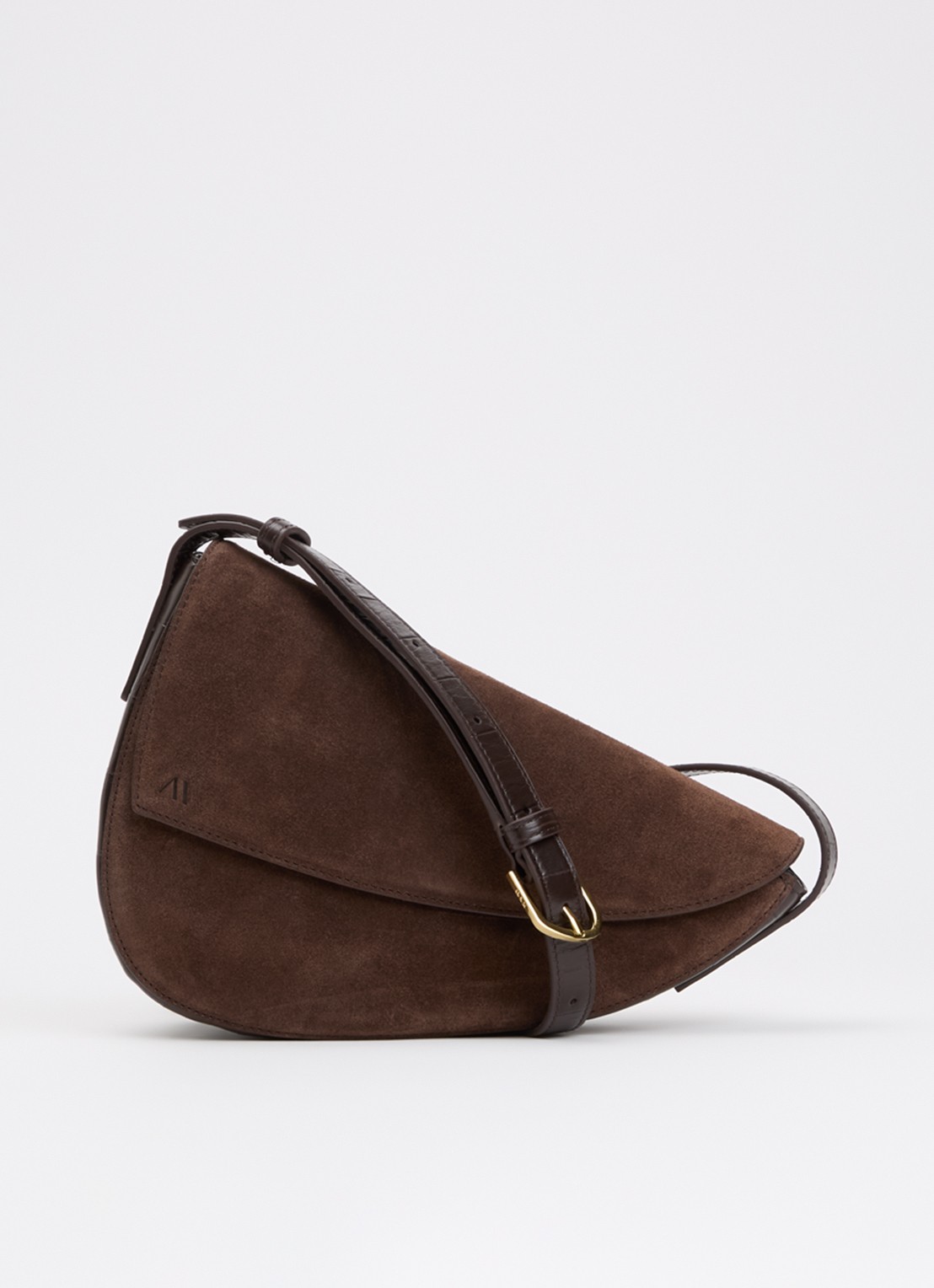 KAAI Rebel crossbodytas van suède - voorkant 2 bruin