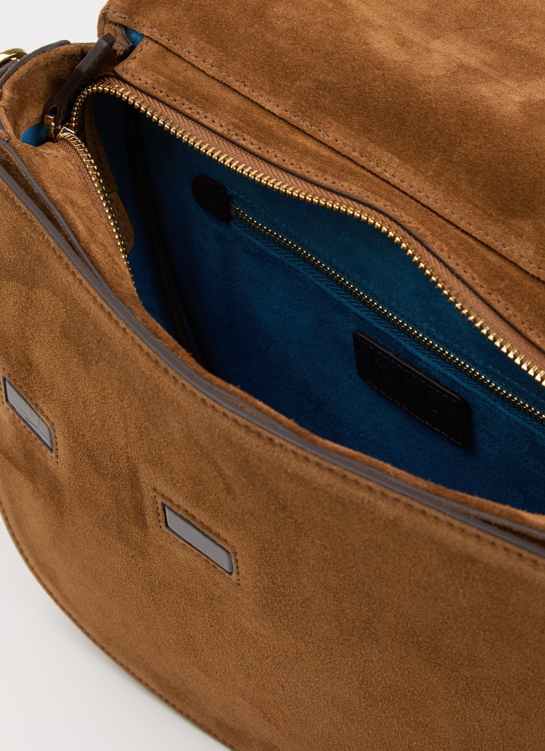 KAAI Rebel crossbodytas van suède - detail 2 cognac