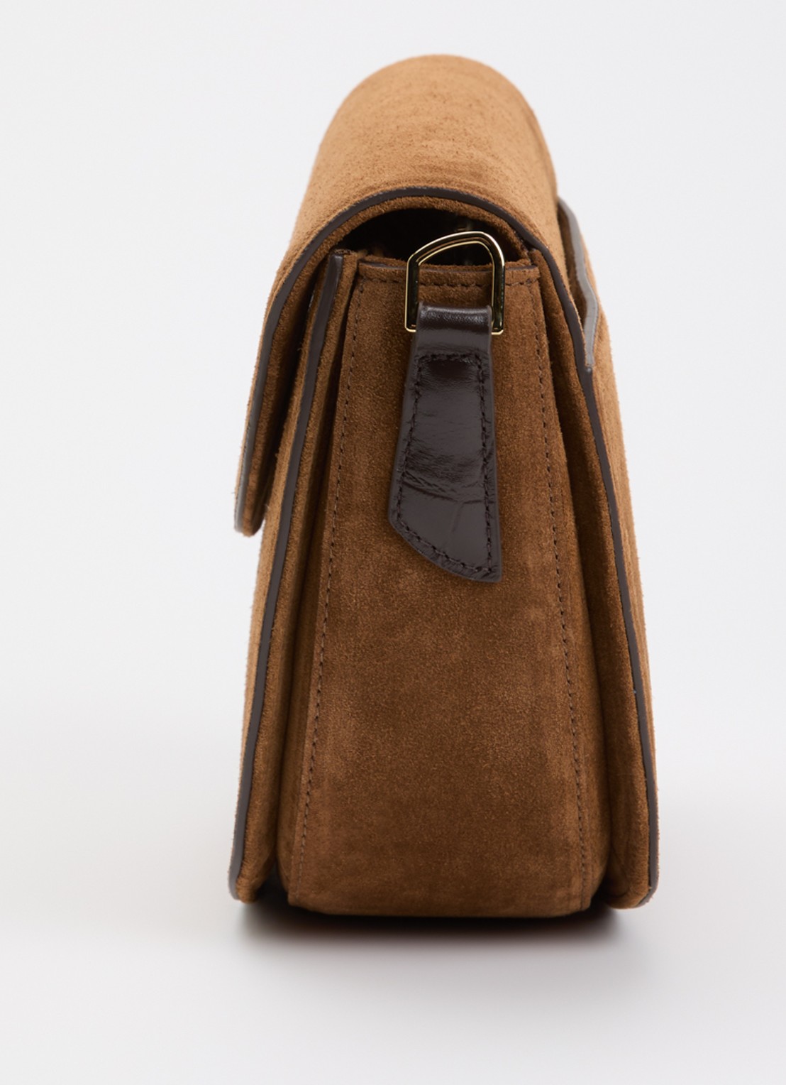 KAAI Rebel crossbodytas van suède - detail 3 cognac