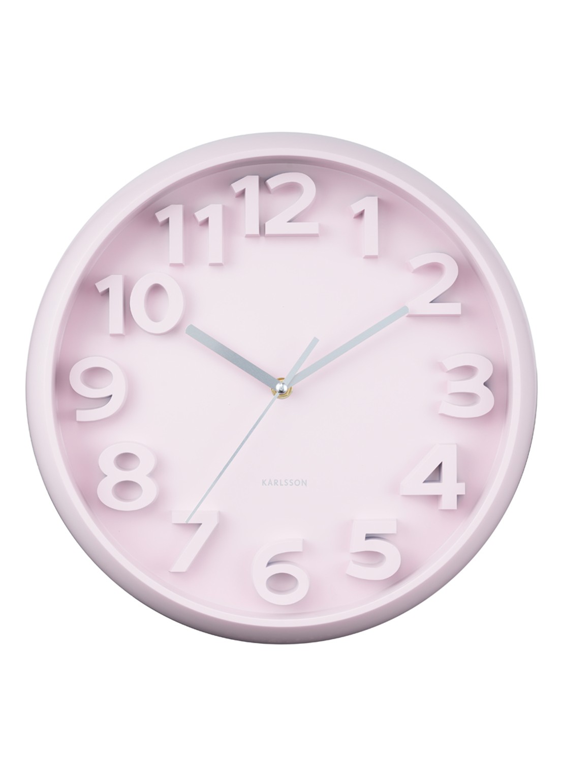 Karlsson Elevated Classic Numbers wandklok  - voorkant 4 roze