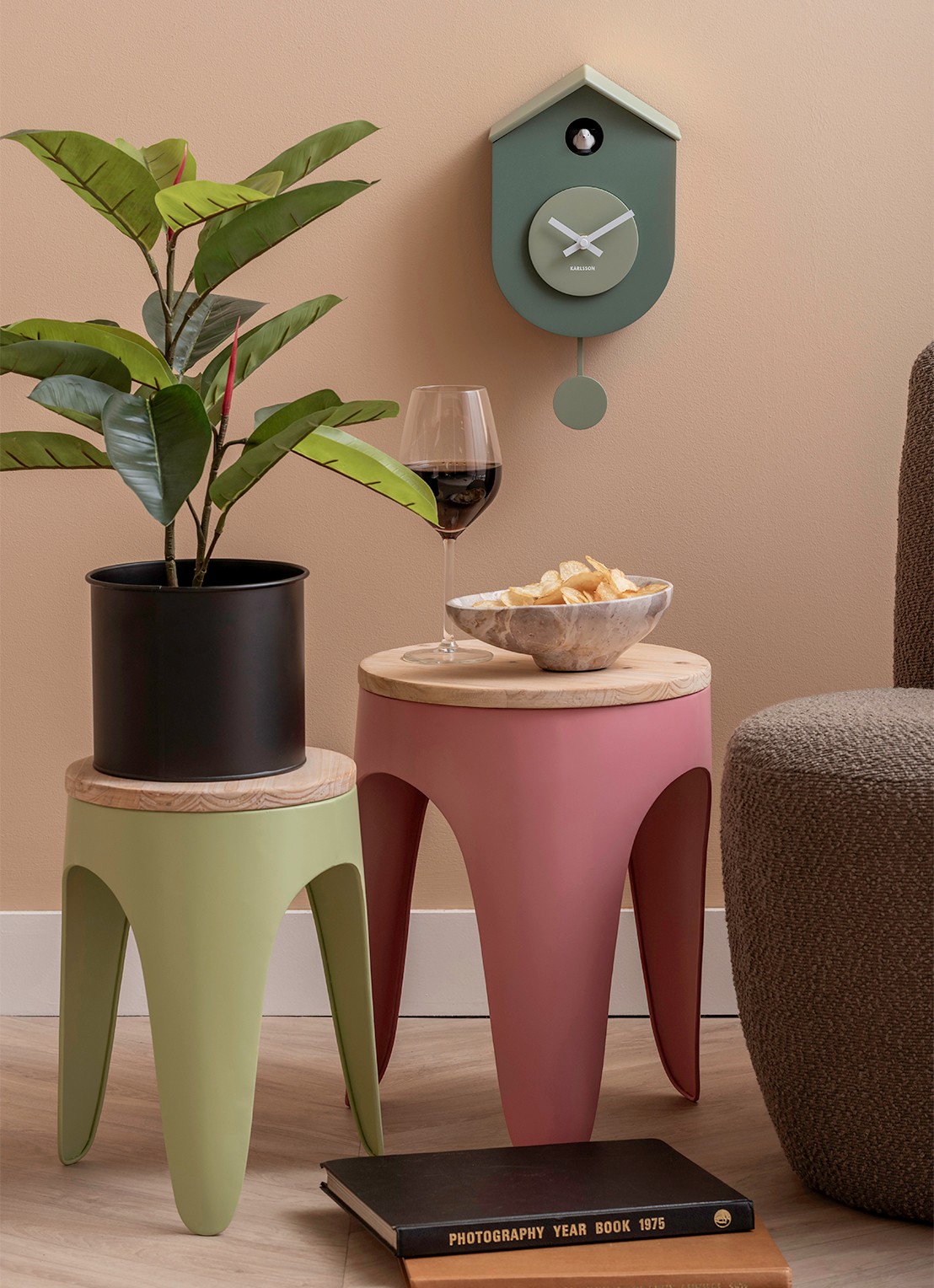 Karlsson Grato Cuckoo wandklok - voorkant 2 groen