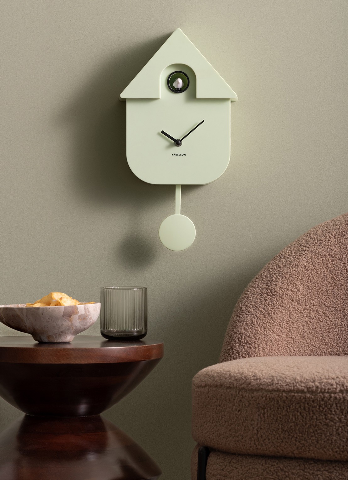 Karlsson Modern Cuckoo klok - voorkant 5 lichtgroen