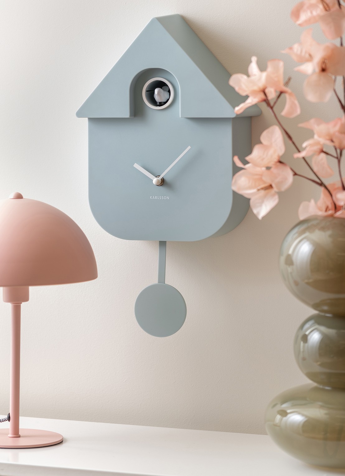 Karlsson Modern Cuckoo klok - voorkant 3 blauwgrijs