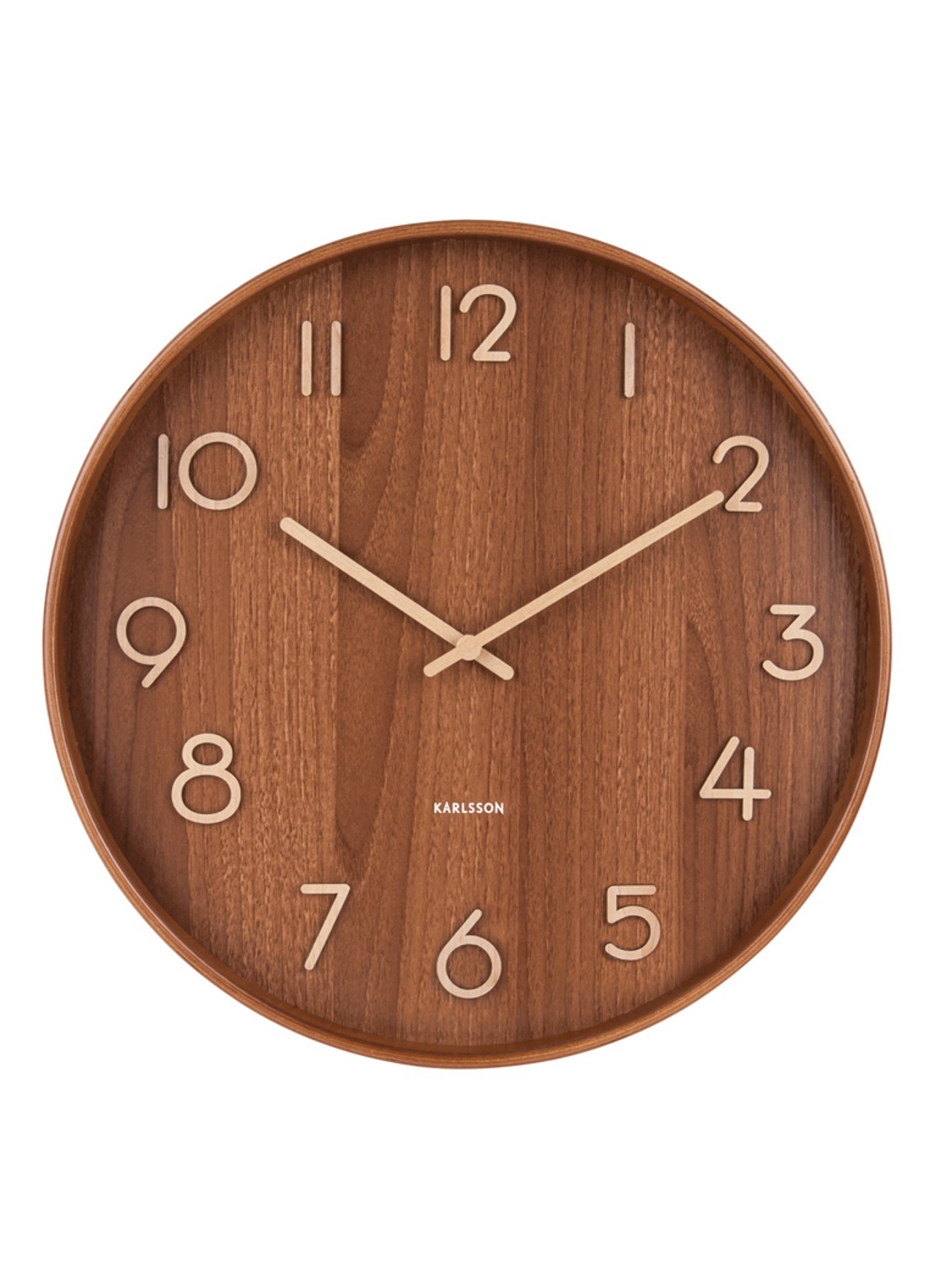 Karlsson Pure Medium wandklok  - voorkant hazelnootbruin