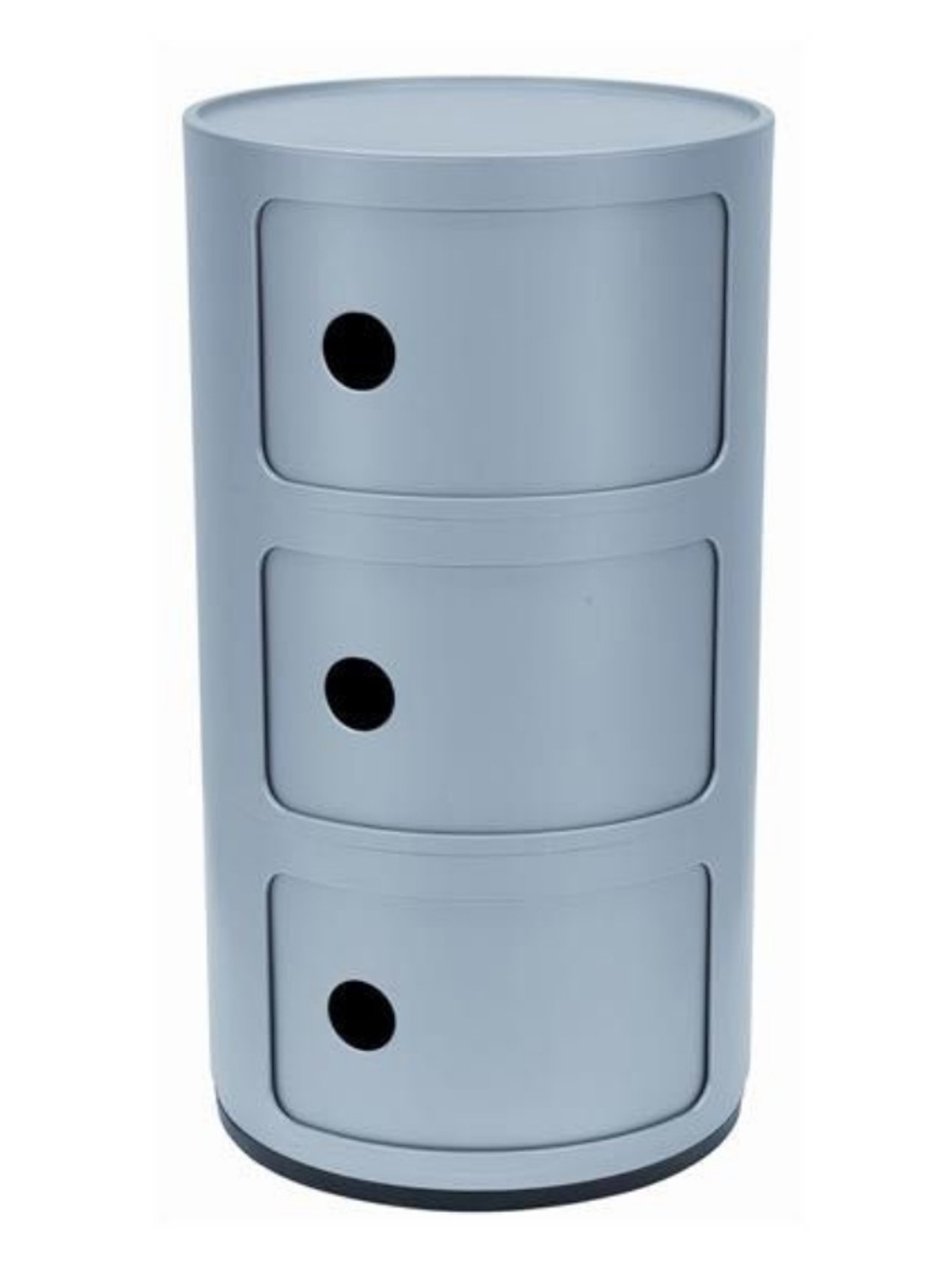 Kartell Componibili kast nachtkastje large (3 comp.) Ø32 cm - voorkant zilver