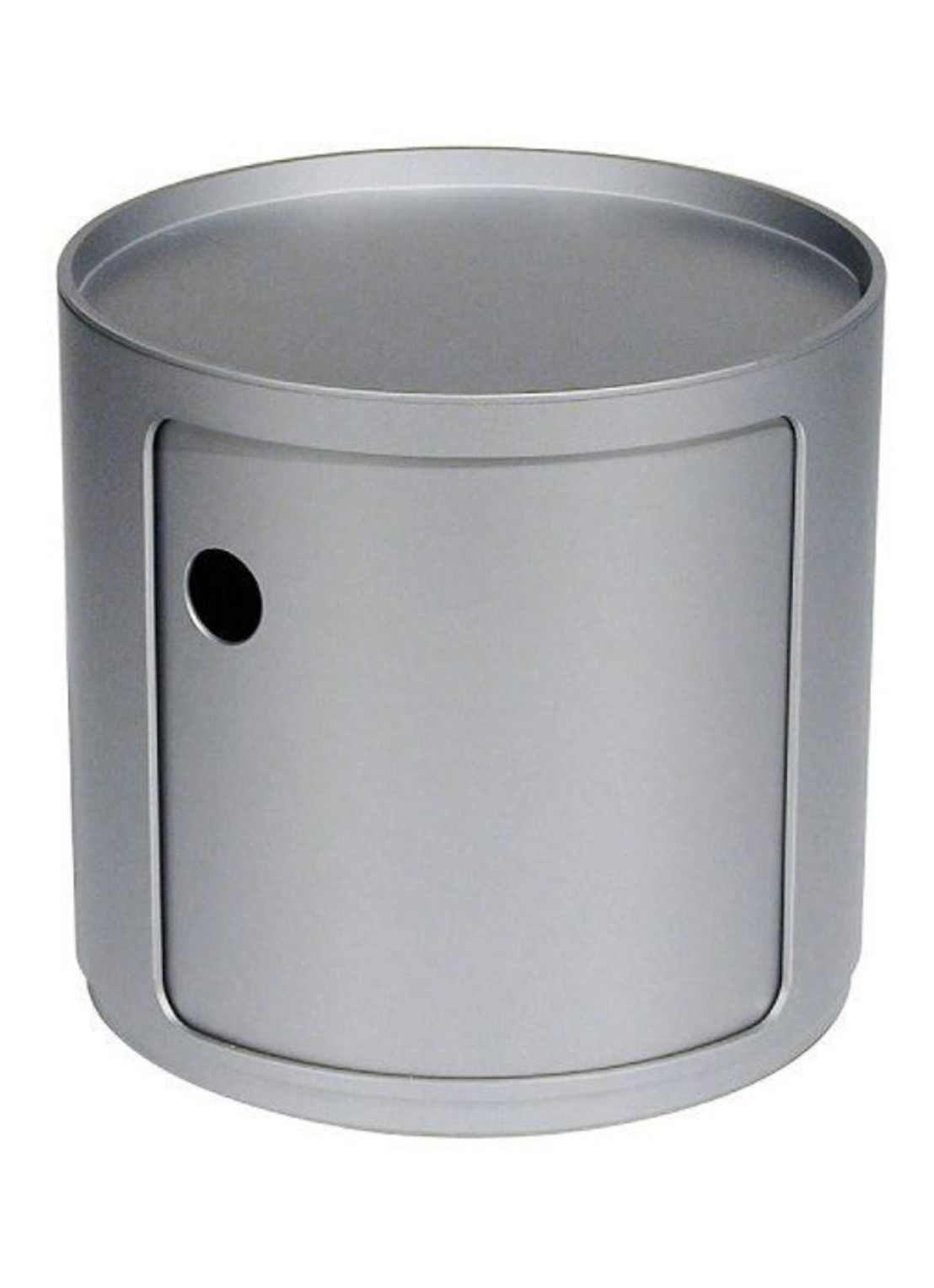 Kartell Componibili kast nachtkastje small (1 comp.) Ø42 cm - voorkant zilver