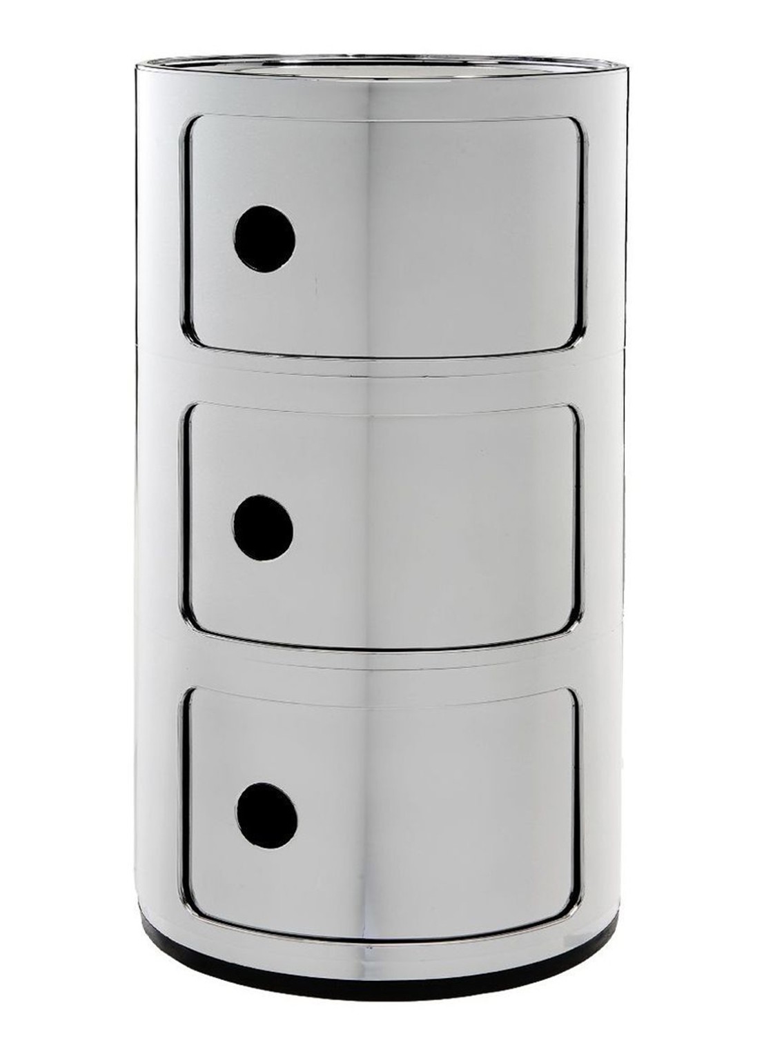Kartell Componibili nachtkast metallic (3 comp.) Ø32 cm - voorkant zilver