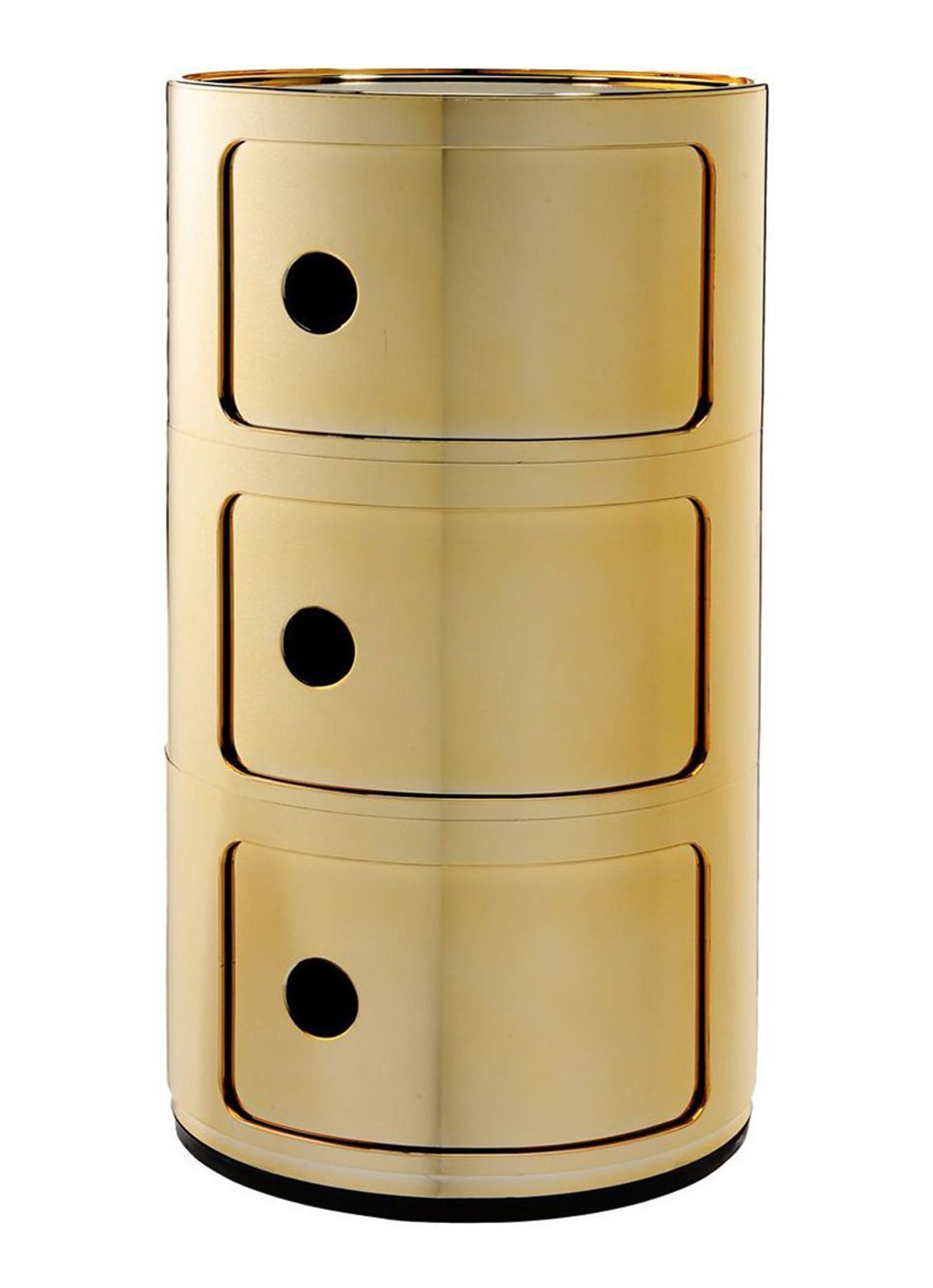 Kartell Componibili nachtkast metallic (3 comp.) Ø32 cm - voorkant goud