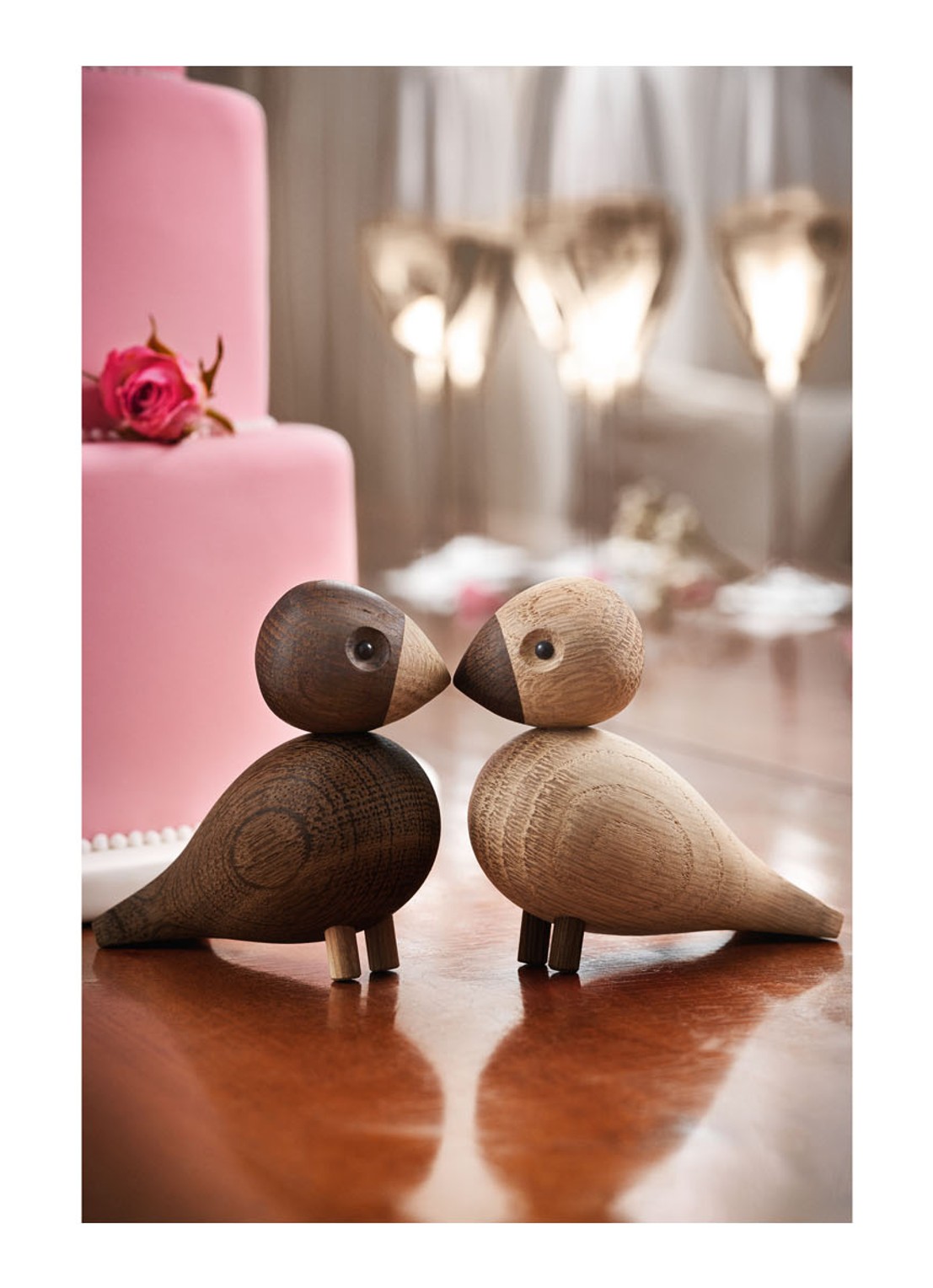 Kay Bojesen Love birds ornament 9 cm set van 2 - detail 3 bruin