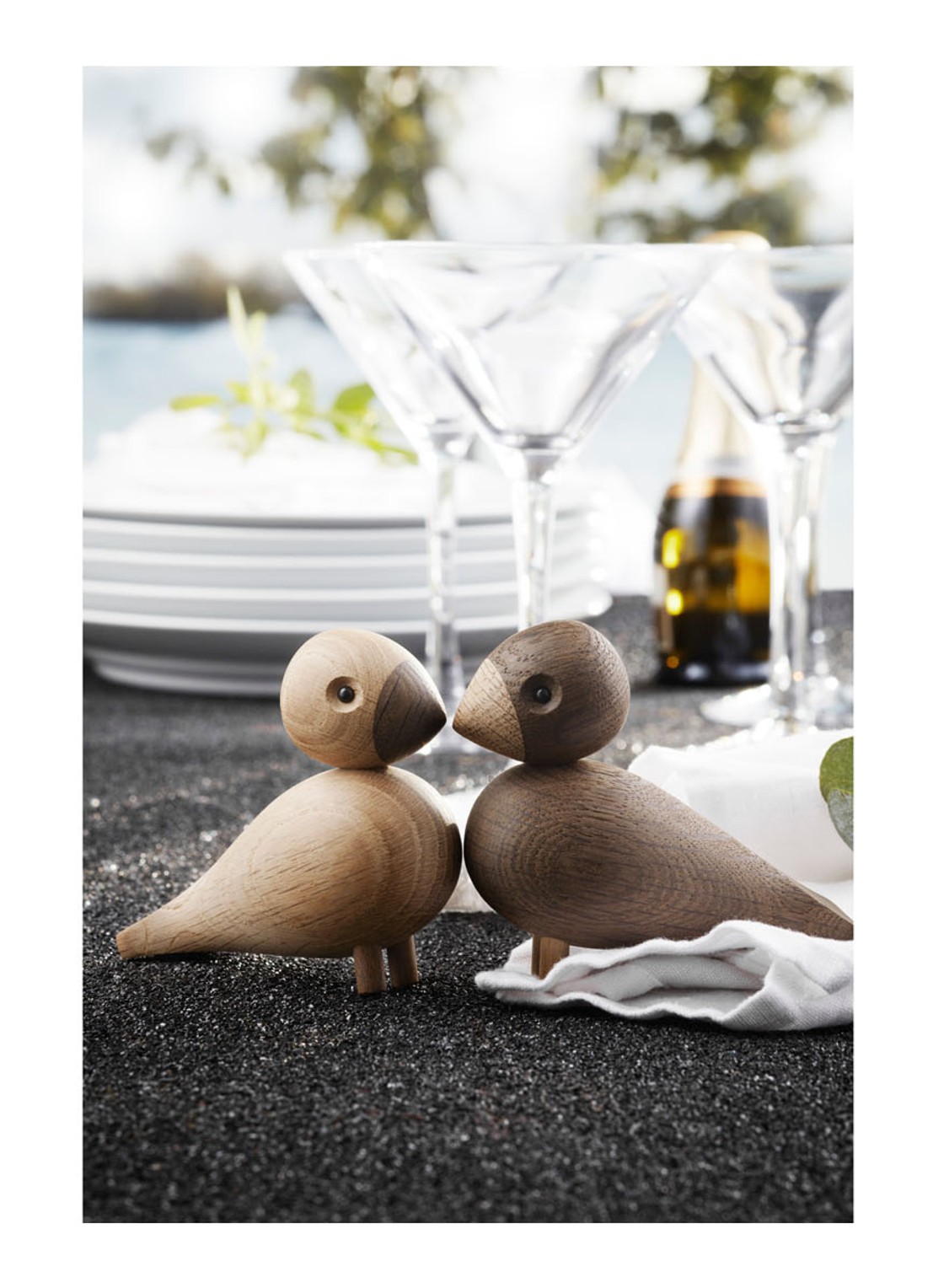 Kay Bojesen Love birds ornament 9 cm set van 2 - voorkant 6 bruin