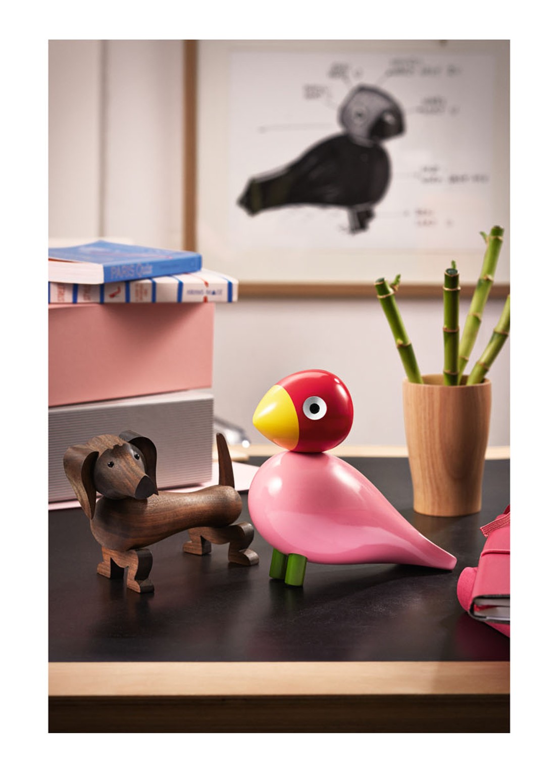 Kay Bojesen Songbird Ruth ornament 15 cm - voorkant 3 roze