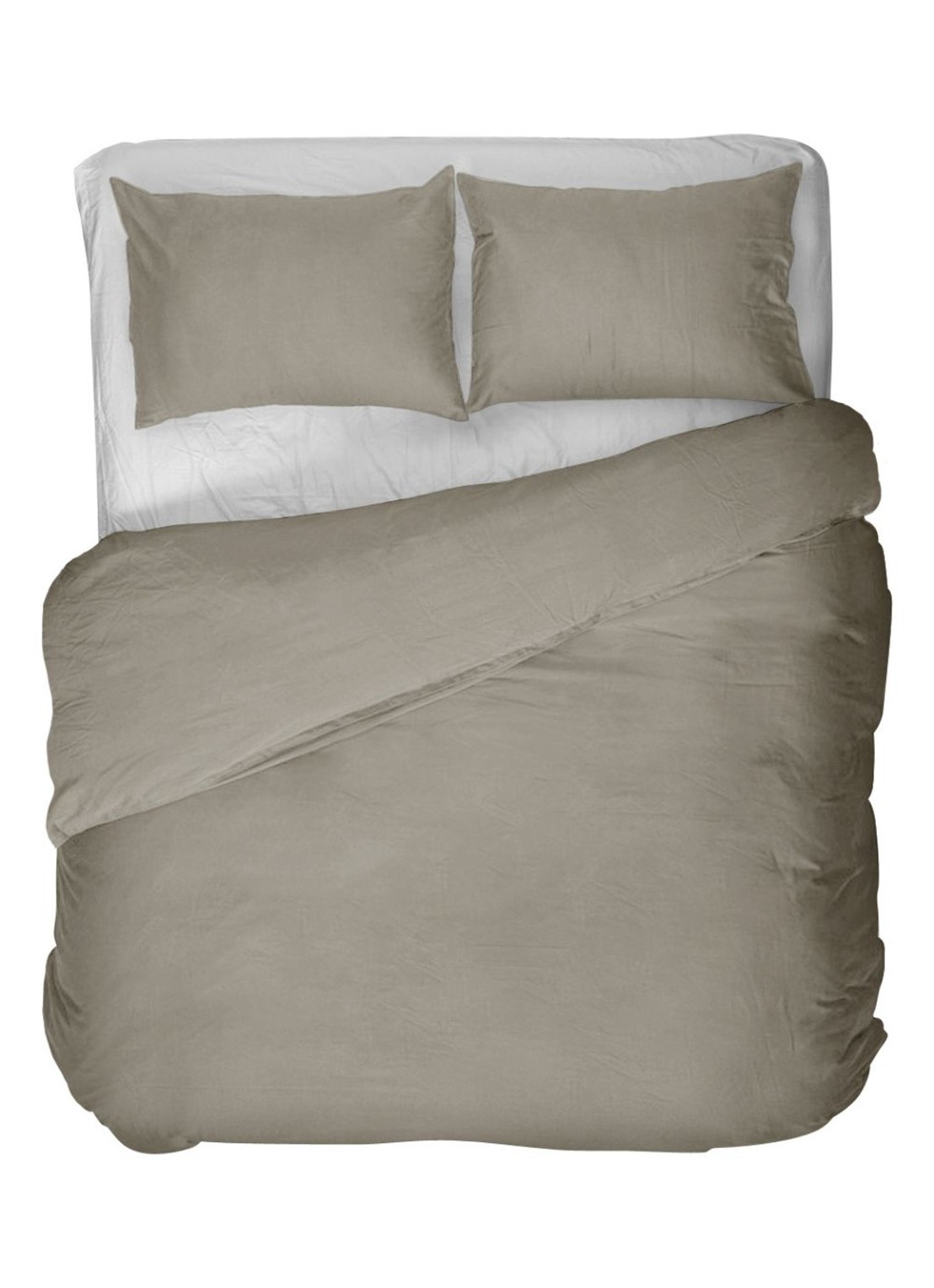 Kayori Koko dekbedovertrek Katoen - Taupe - voorkant taupe
