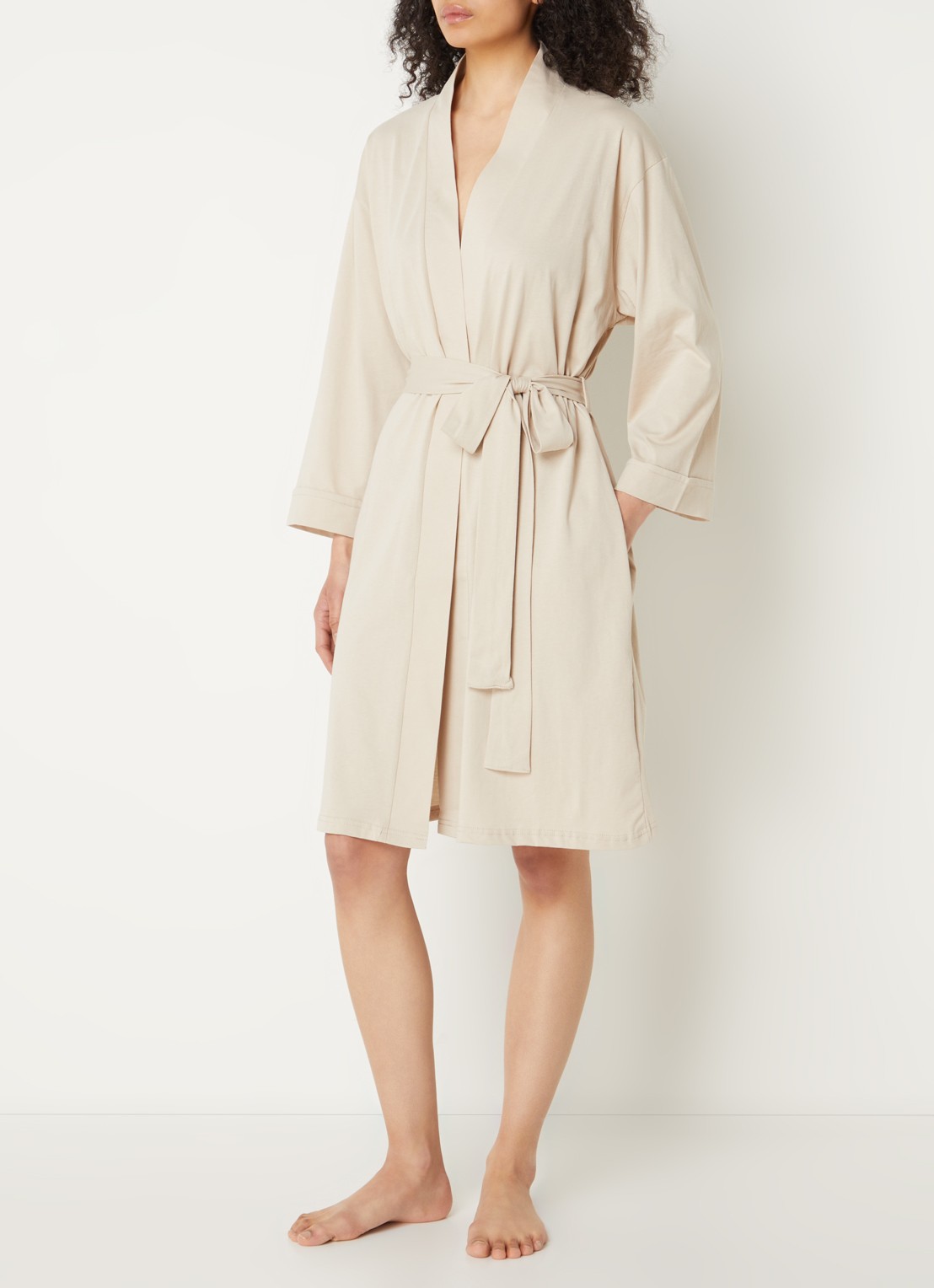 Kayori Saigon kimono met strikceintuur - voorkant 3 zand