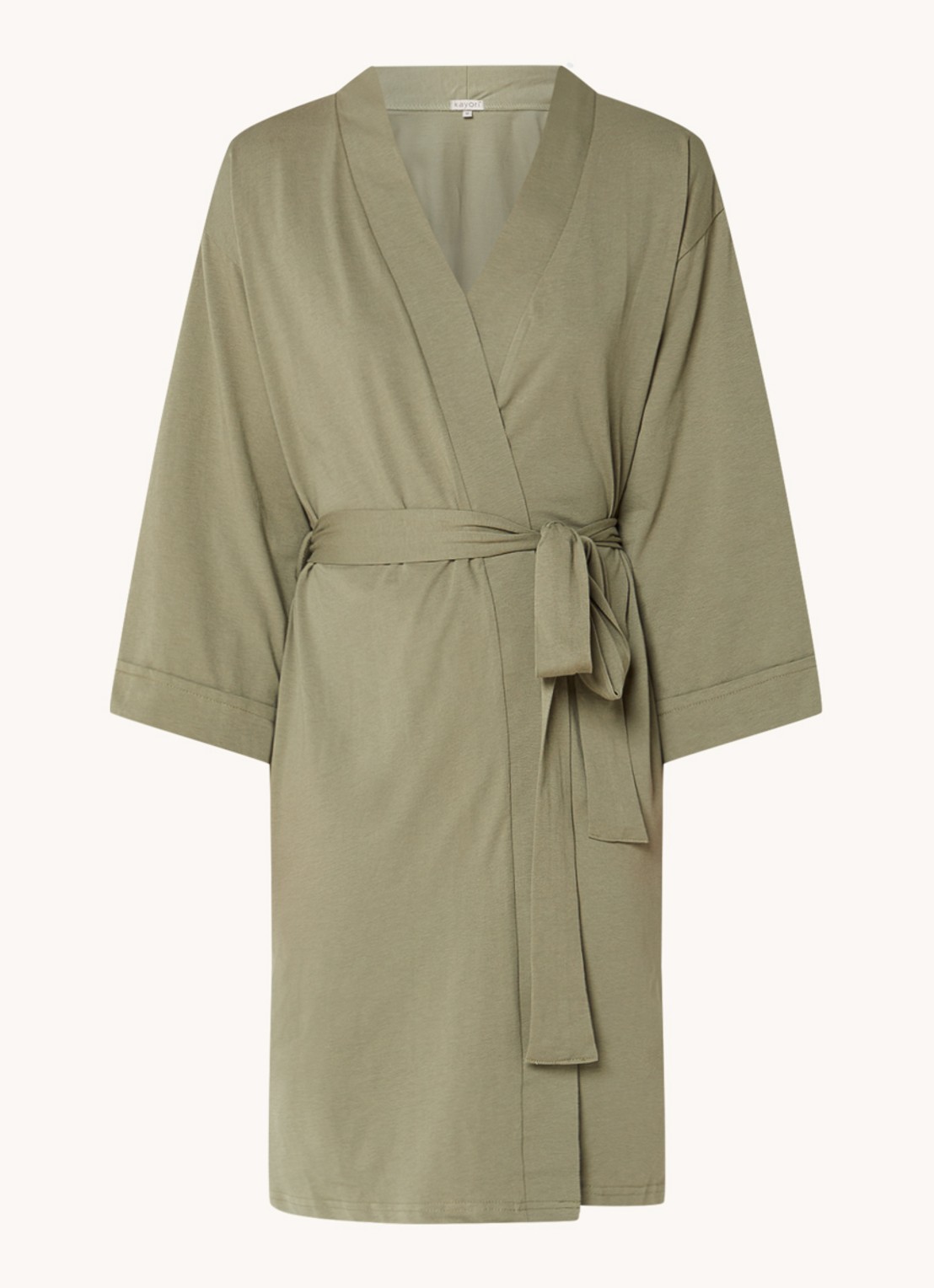 Kayori Saigon kimono met strikceintuur - voorkant khaki