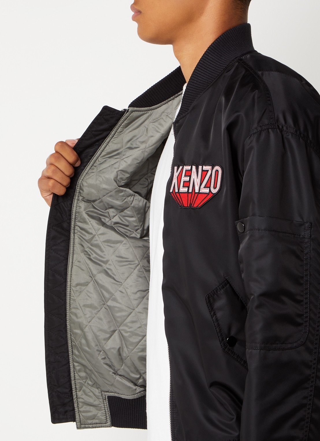 KENZO Bomberjack met logo- en backprint - detail 2 zwart