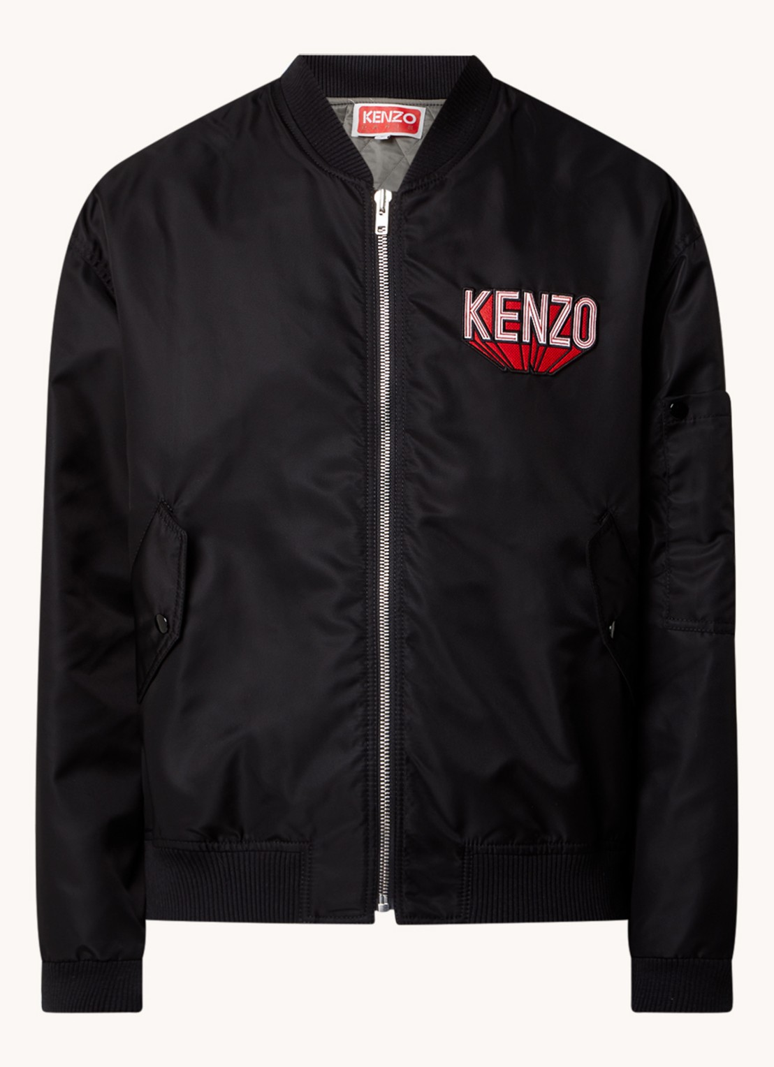 KENZO Bomberjack met logo- en backprint - voorkant 5 zwart