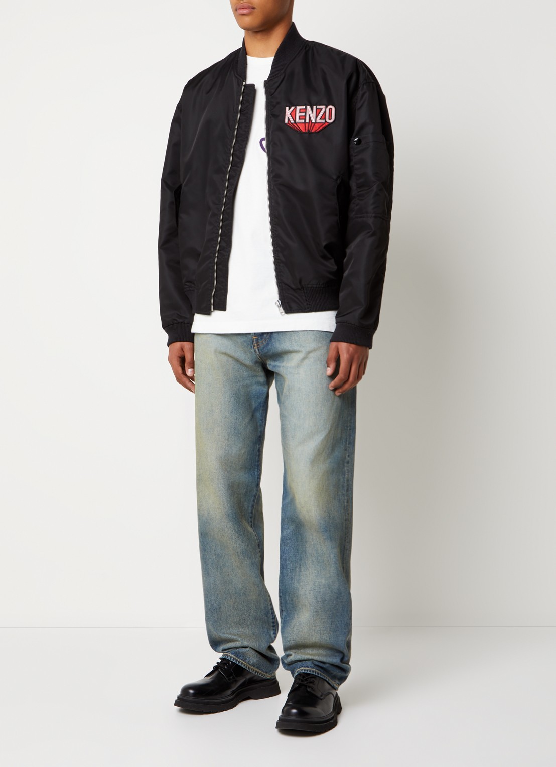 KENZO Bomberjack met logo- en backprint - voorkant 6 zwart