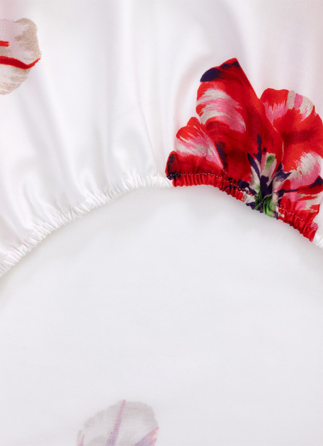 KENZO Fleur hoeslaken van katoen, hoekhoogte 35 cm - voorkant 3 rood