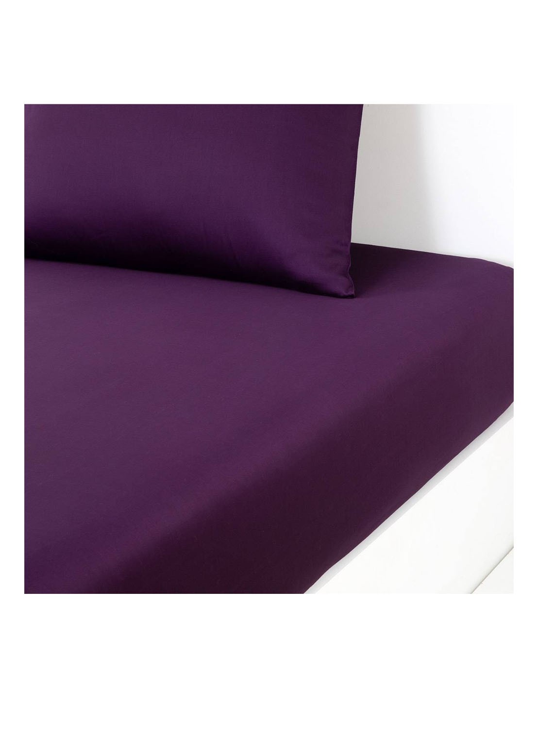 KENZO Iconic hoeslaken van katoensatijn 300TC, hoekhoogte 33,5 cm - voorkant 6 aubergine