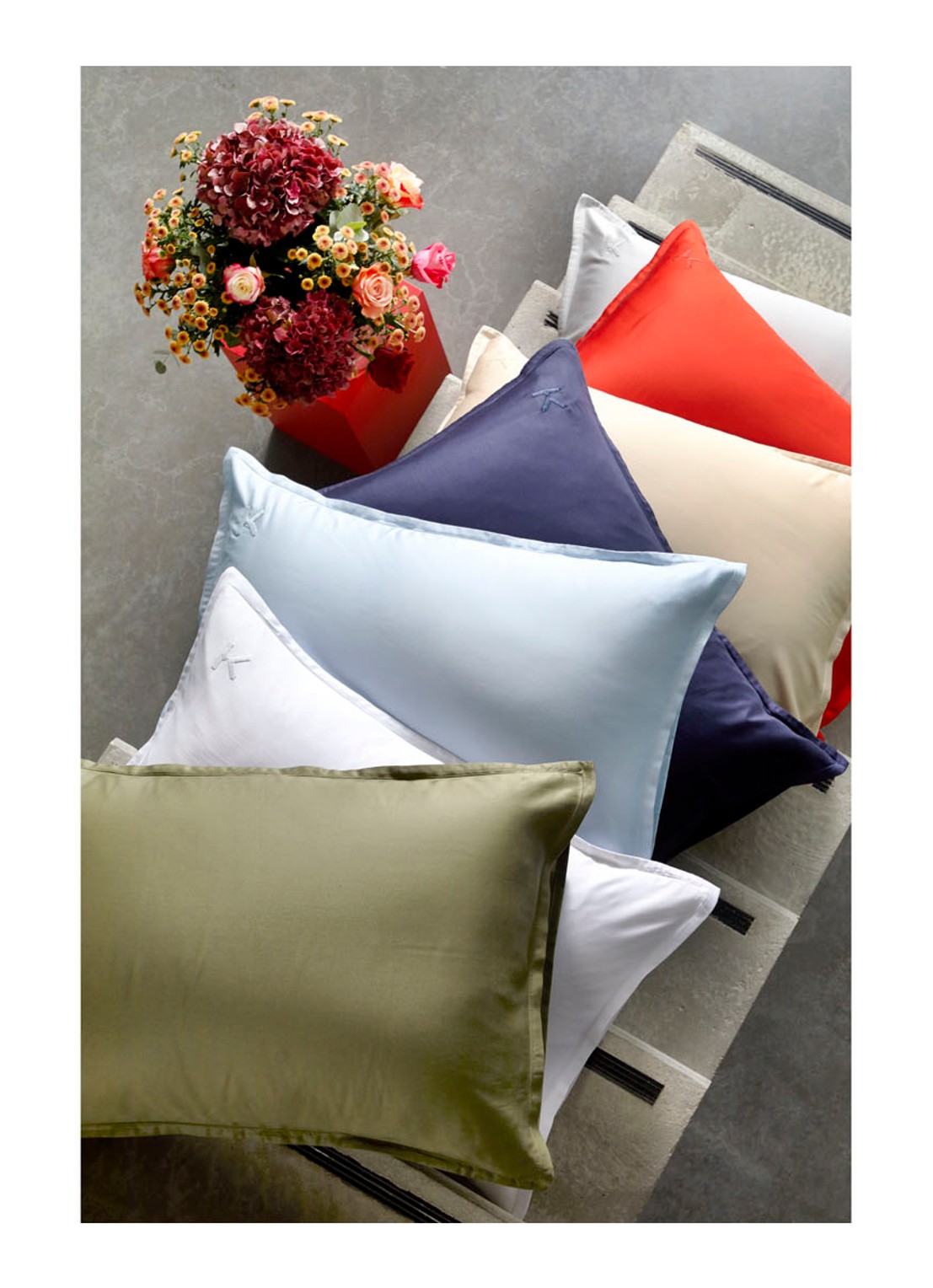 KENZO Iconic kussensloop van katoensatijn 300TC - detail 5 mosgroen