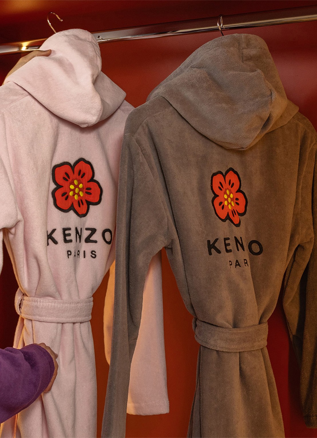 KENZO K Boke badjas van  katoen - unisex - detail 4 grijs