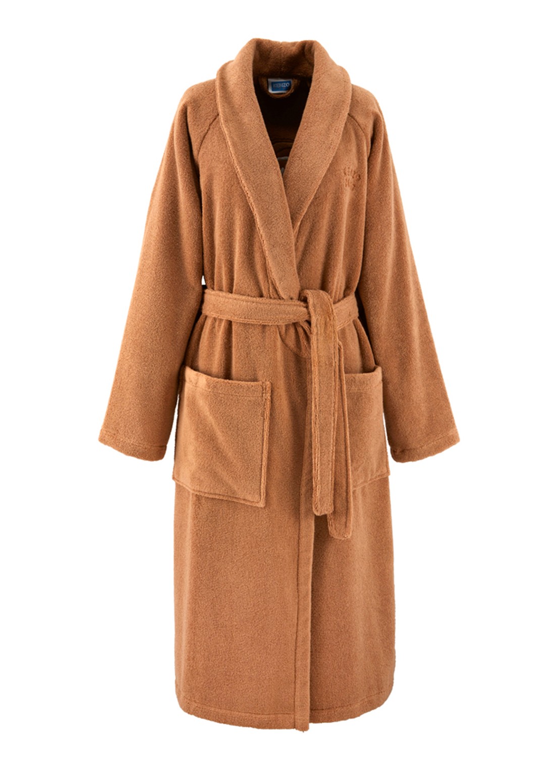 KENZO K Bokeheart badjas met logoborduring - voorkant camel