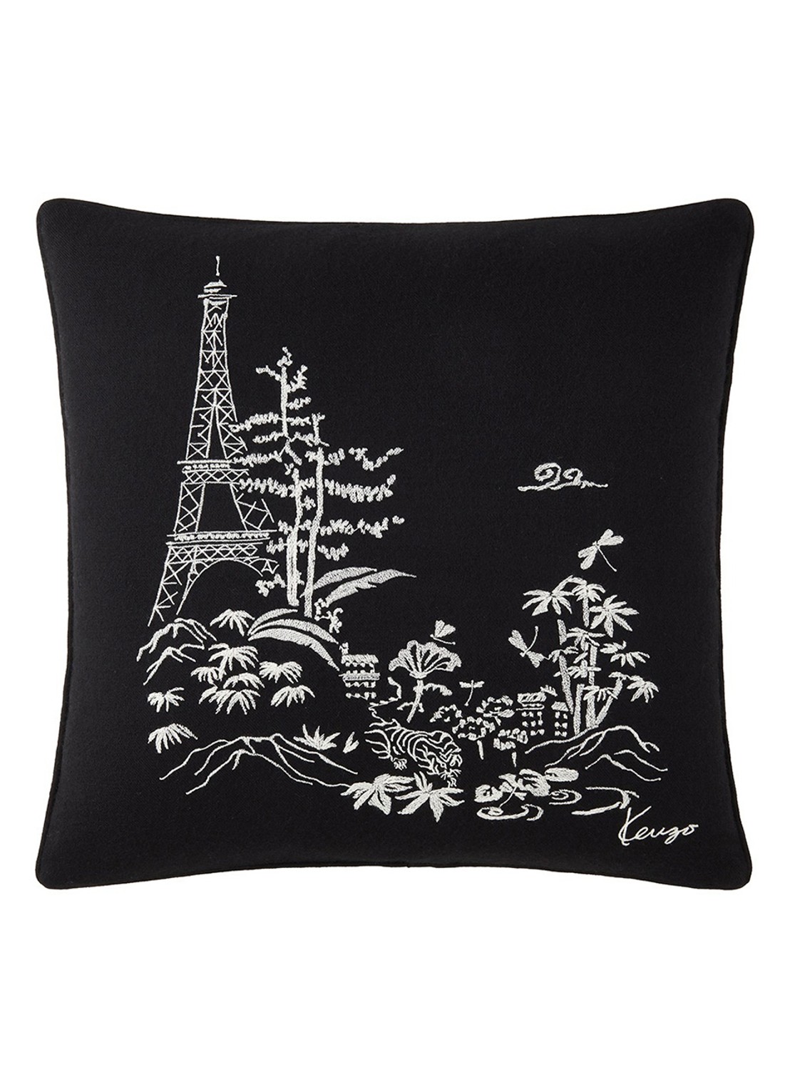 KENZO K Estampe sierkussenhoes 45 x 45 cm - voorkant 4 zwart