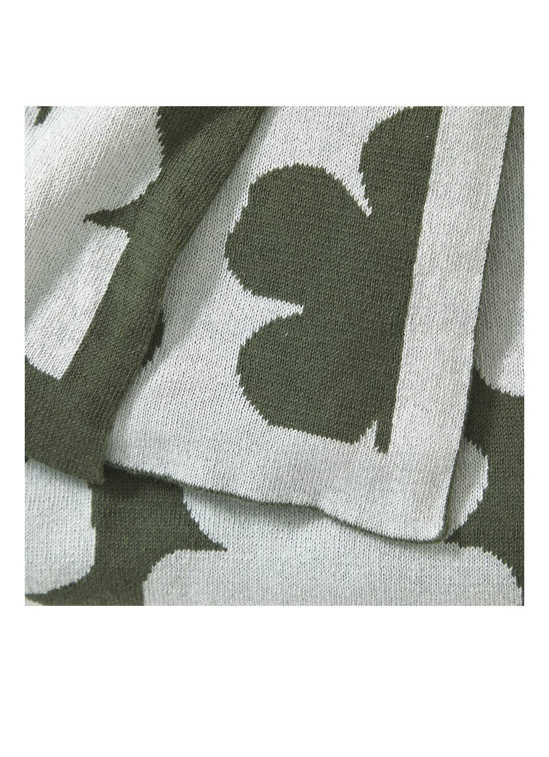 KENZO K Hanadot plaid met bloemenprint 130 x 170 cm - voorkant 4 khaki
